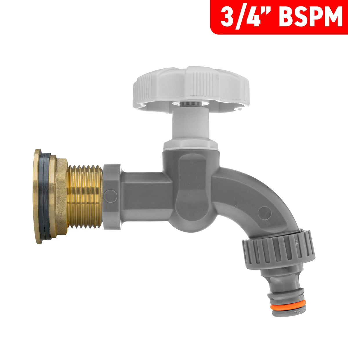 Water Butt Brass Kit 3/4in with Grey Dial Tap and Drill Bit for Garden Hose Pipe
