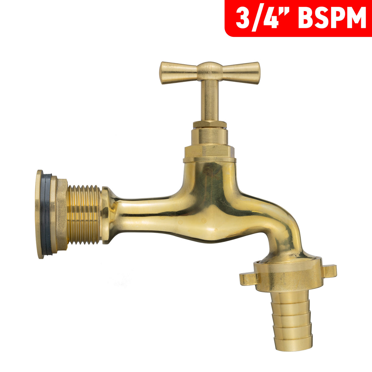 Water Butt Brass Kit 3/4" with 13mm Barbed Polished Brass Tap and Drill Bit