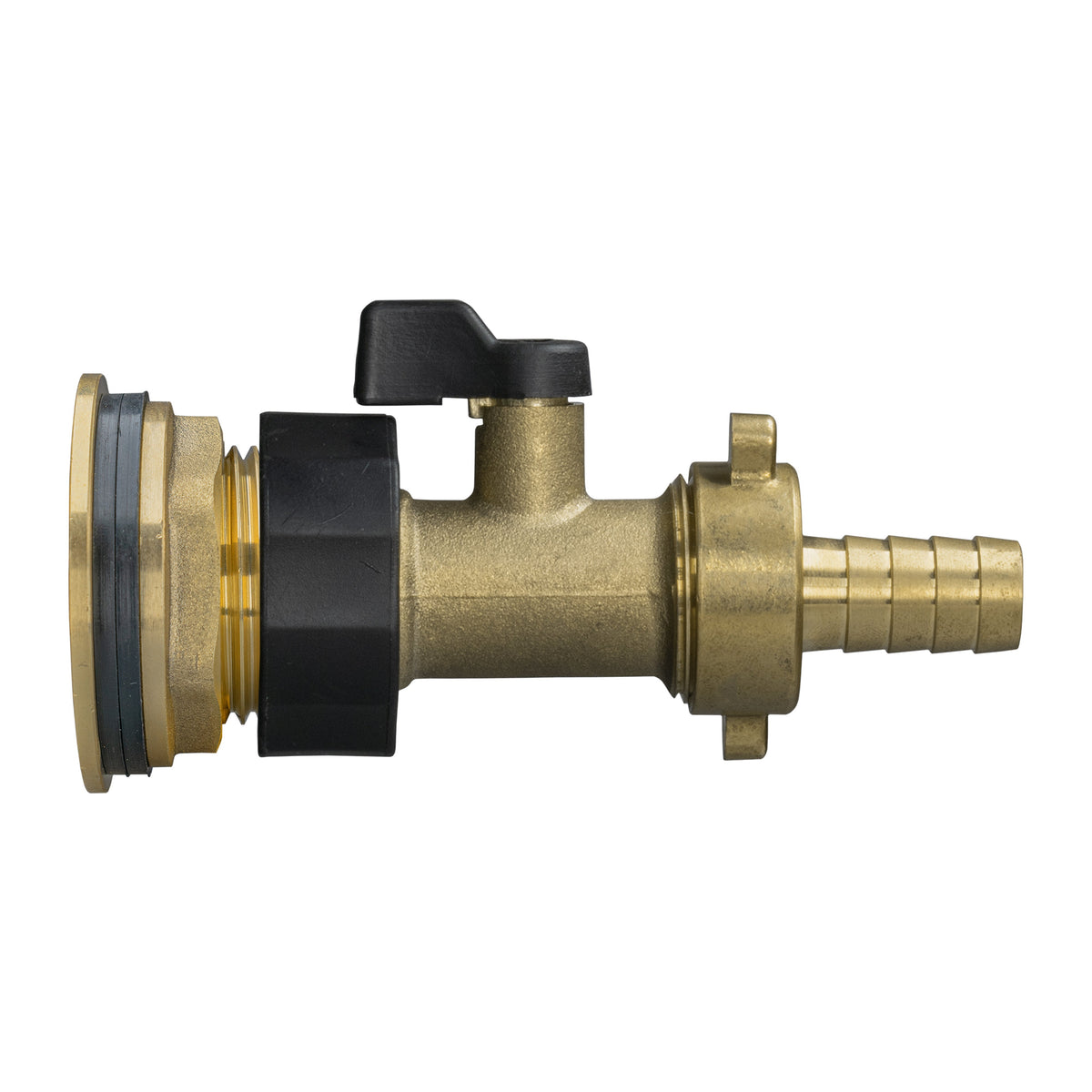 Water Butt Brass Kit 3/4in with Brass Valve + 13mm Barb for Brass Water Fitting