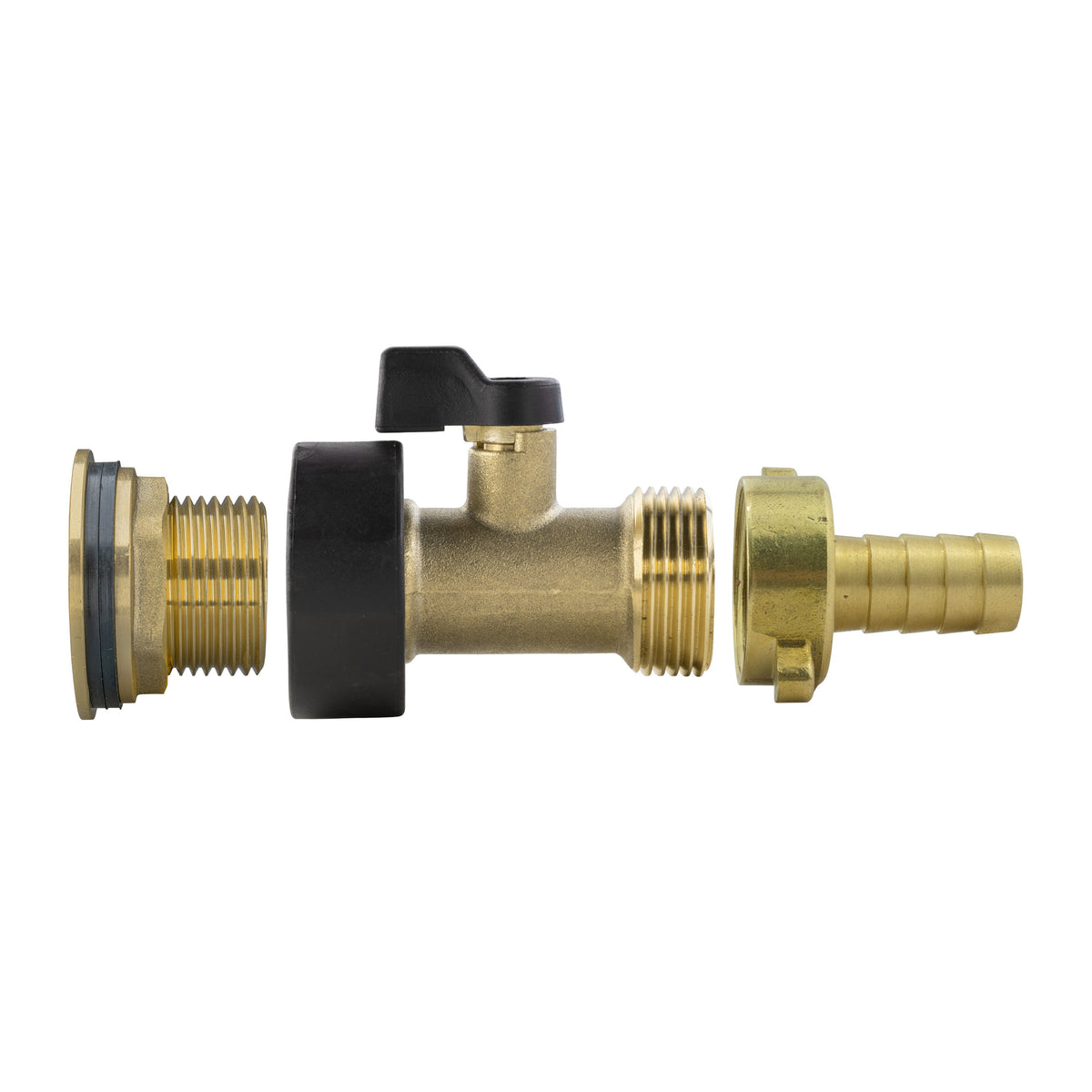 Water Butt Brass Kit 3/4in with Brass Valve + 13mm Barb and Drill Bit