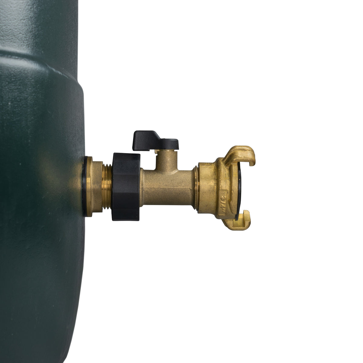 Water Butt Brass Kit 3/4in with Brass Valve + Geka and Drill Bit Water Connector