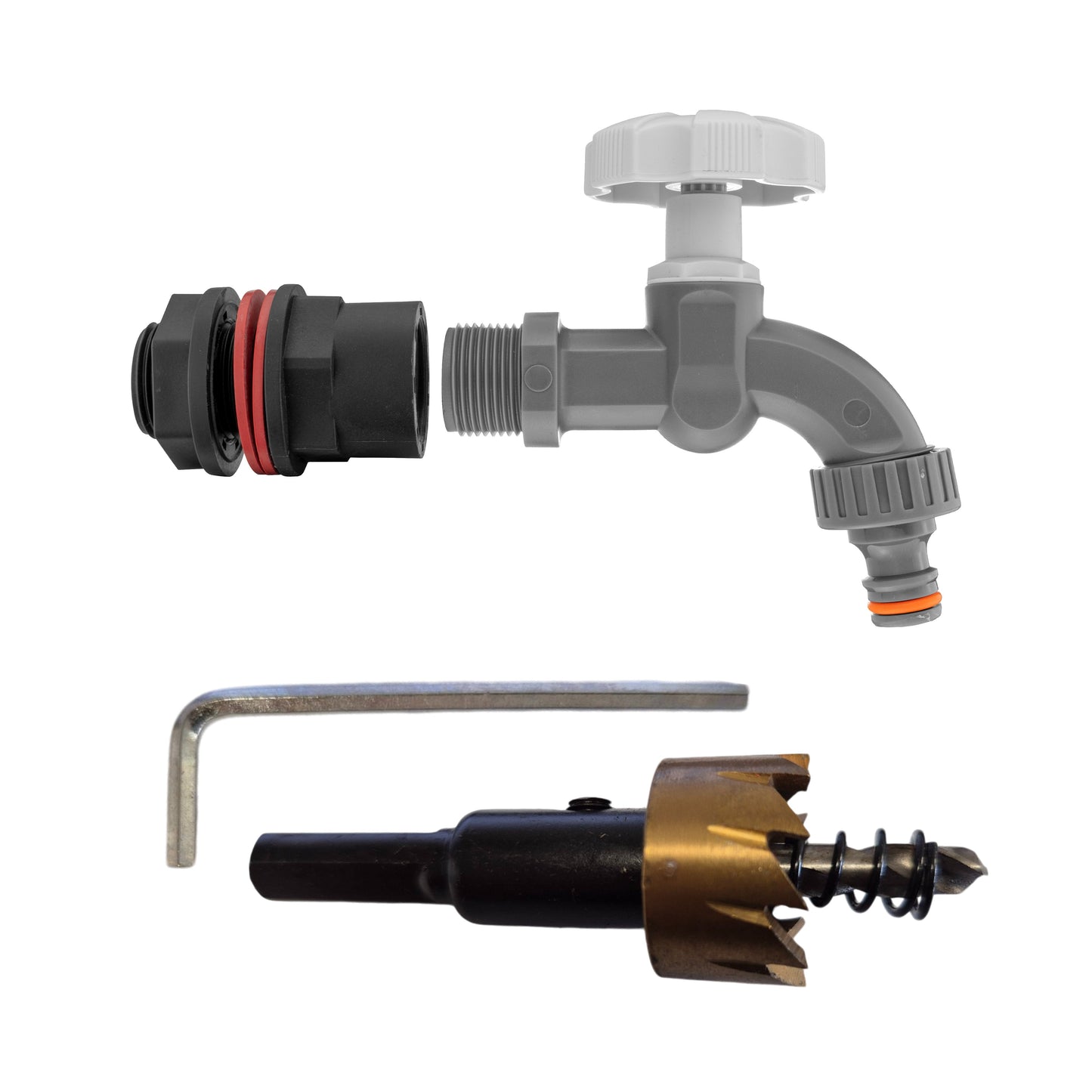 Water Butts Kit 1/2in With PP WL Tap and Drill Bit Hose Pipe Fitting Tap Adapter