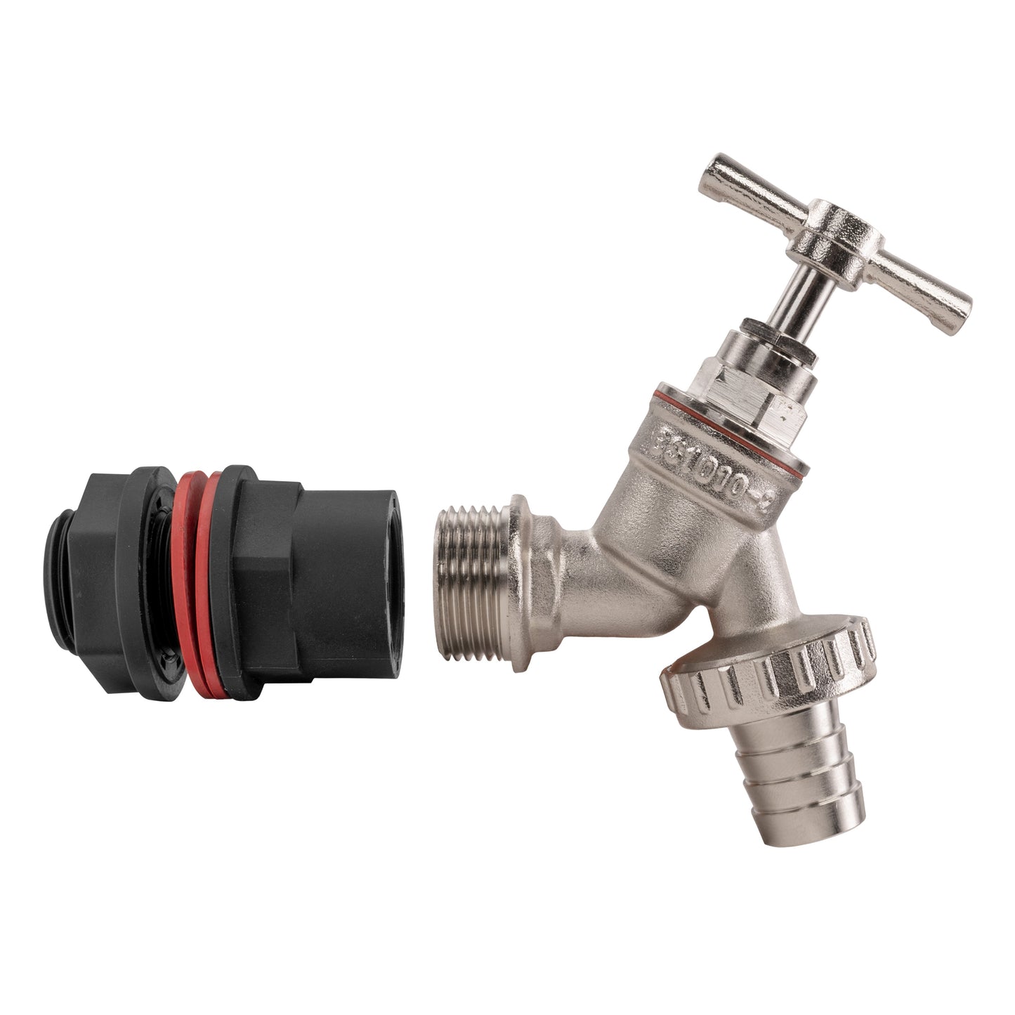 Water Butt Kit 1/2in with Nickel Plated Barbed Tap and Drill Bit Water Connector