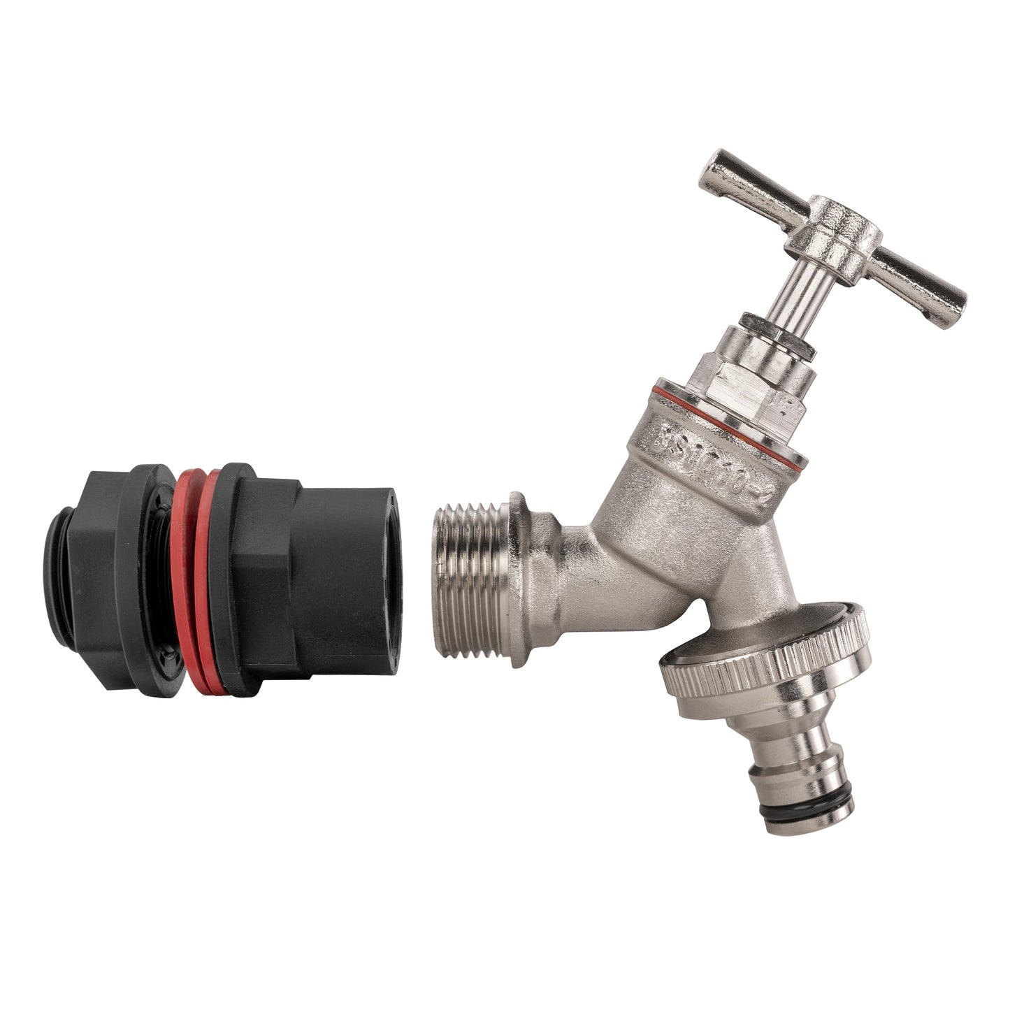 Water Butt Kit 1/2in with Nickel Plated Quick Connect Tap and Drill Bit