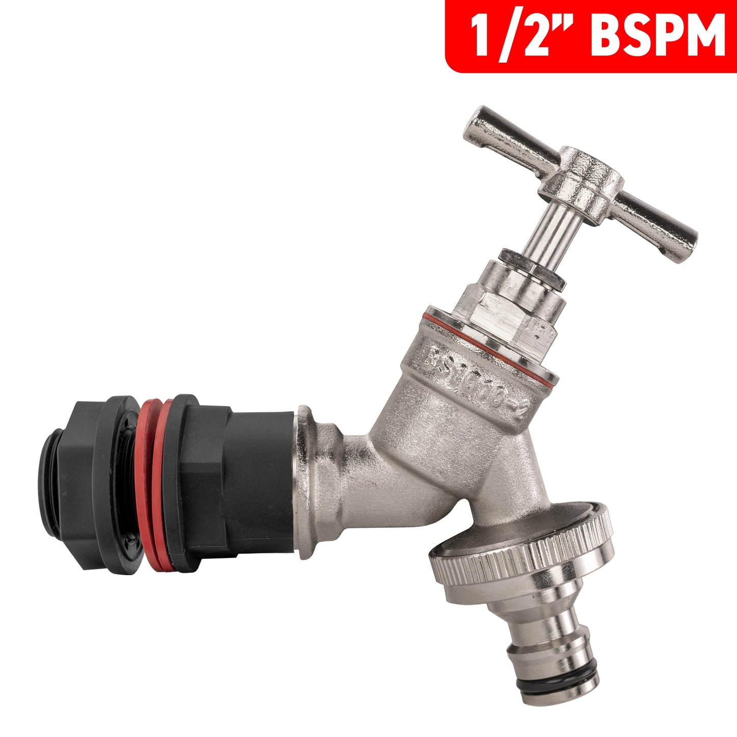 Water Butt Kit 1/2in with Nickel Plated Quick Connect Tap for Hose Connector Set