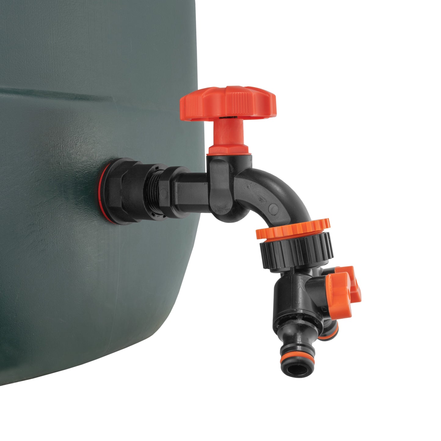 Water Butt Kit 1/2in with Black Dial Tap + Two-Way Splitter and Drill Bit