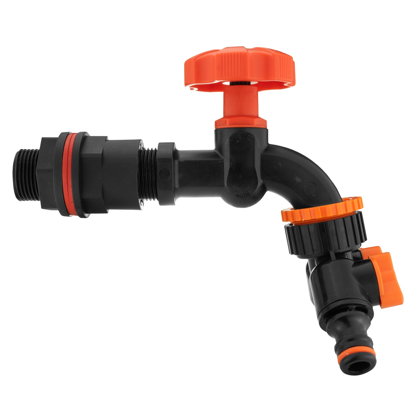 Water Butt Kit 1/2in with Black Dial Tap + Two-Way Splitter for Garden Hose Pipe