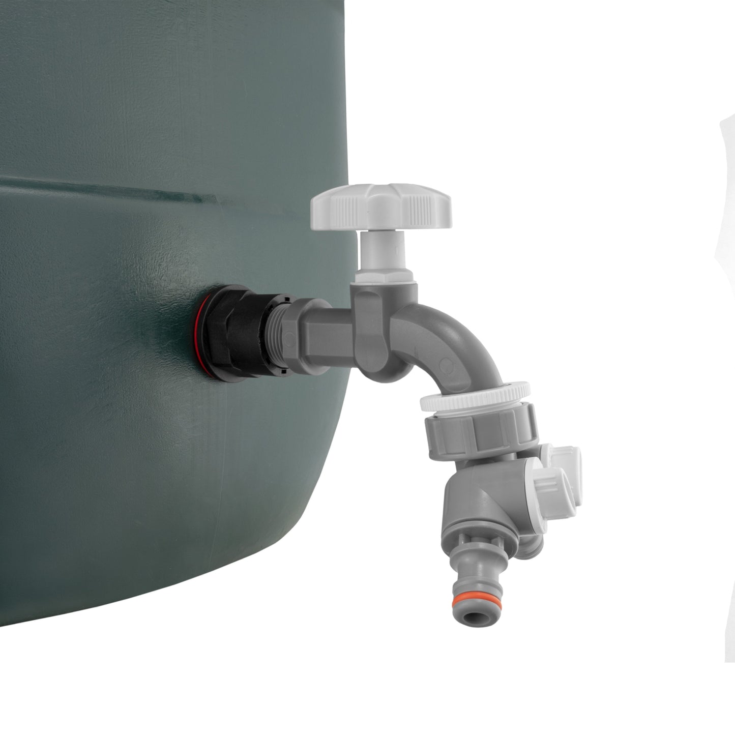 Water Butt Kit 1/2in with Grey Dial Tap + Two-Way Splitter and Drill Bit