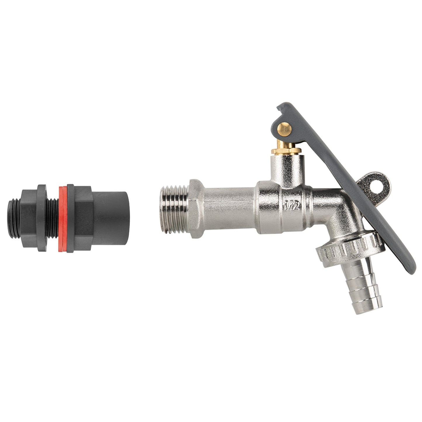 Water Butt Kit 1/2in with Lever Tap Hose Barb and Lever Lock for Water Connector