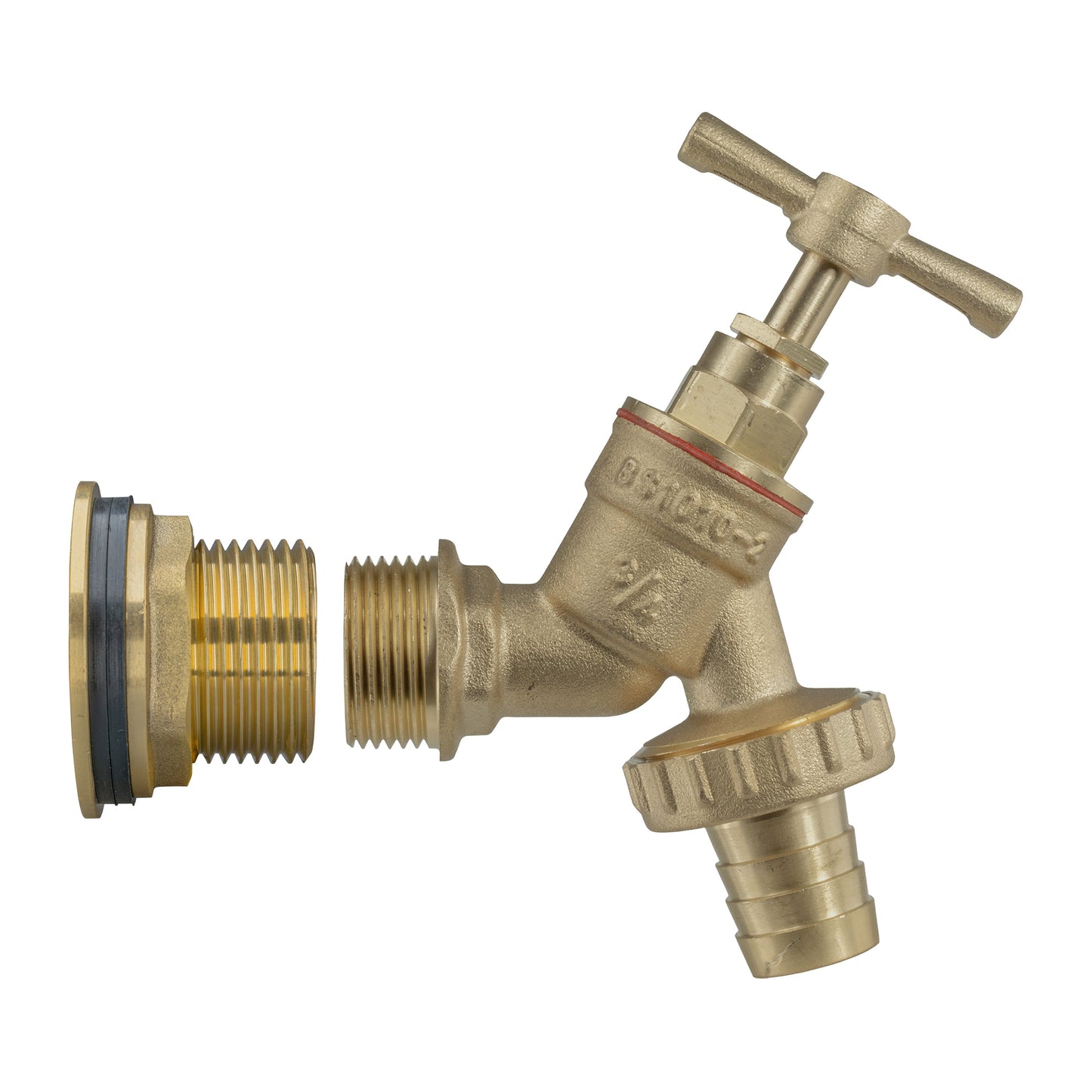 Water Butt Brass Kit 1in with Brass Barbed Tap Lawn Sprinkler Hose Connector Set