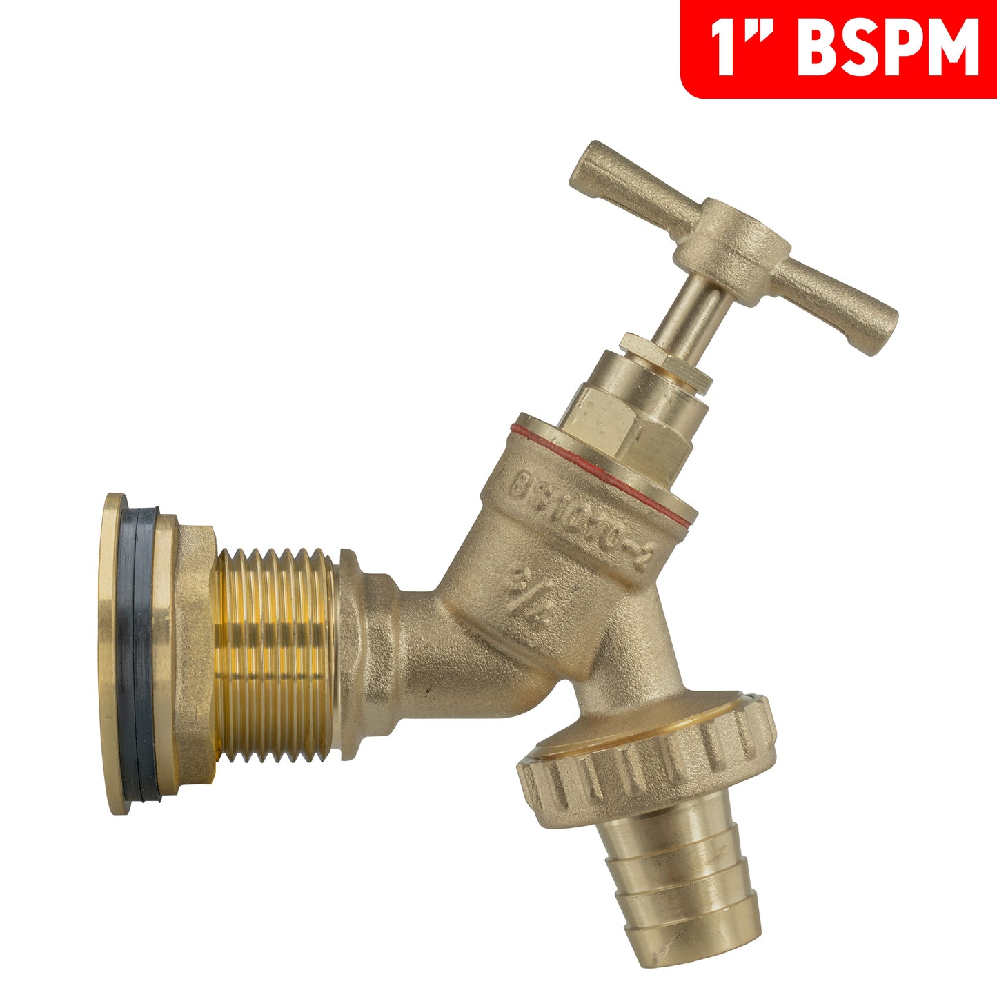 Water Butt Brass Kit 1in with Brass Barbed Tap Lawn Sprinkler Hose Connector Set