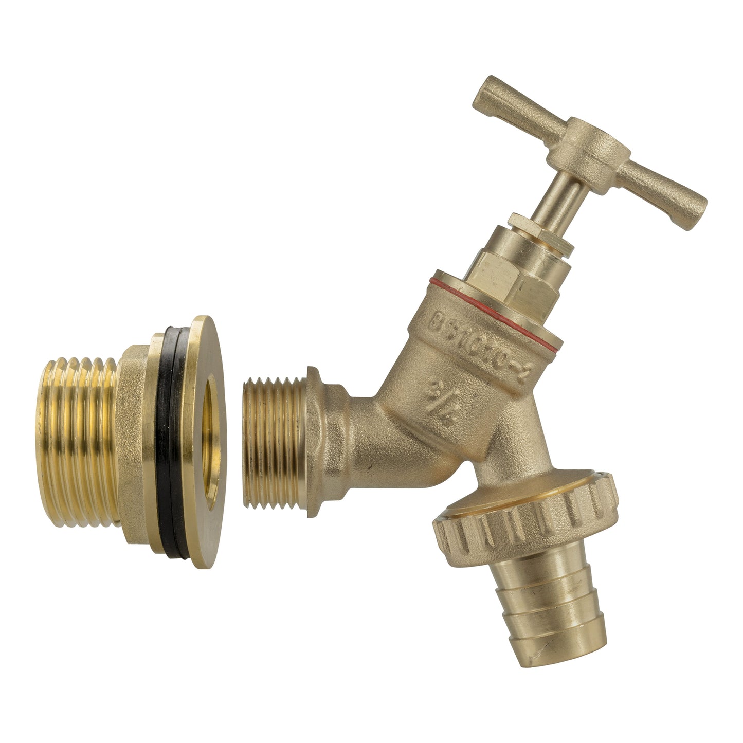 Water Butt Brass Kit 1in with Brass Barbed Tap Lawn Sprinkler Hose Connector Set