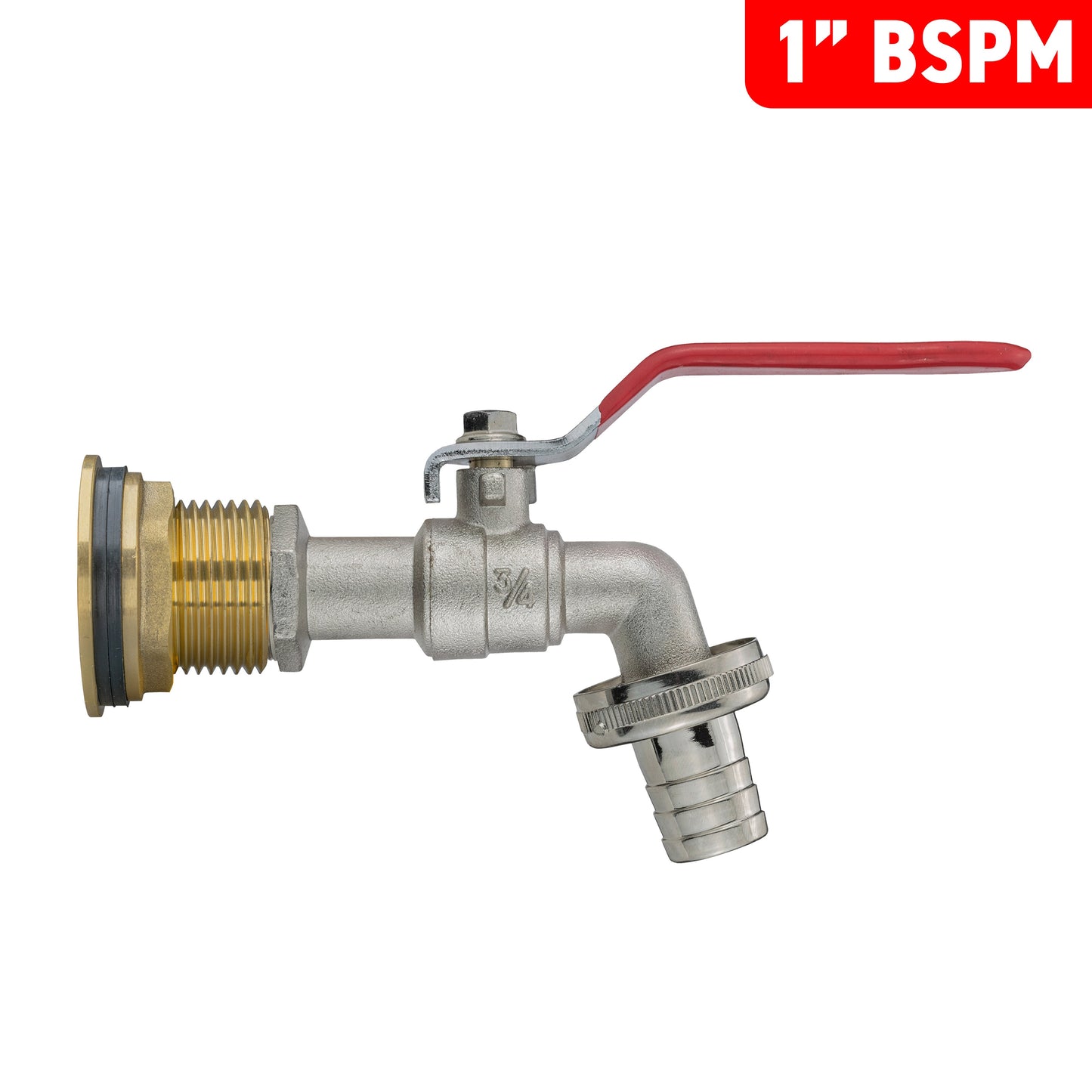 Water Butt Brass Kit 1in with Barbed Lever Tap Hose Pipe Fitting Water Connector