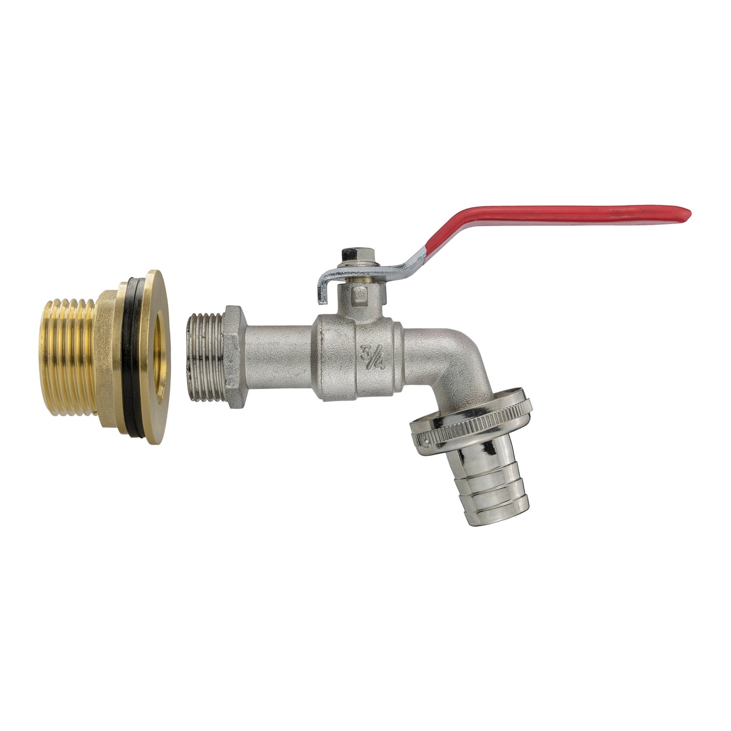 Water Butt Brass Kit 1in with Barbed Lever Tap Hose Pipe Fitting Water Connector