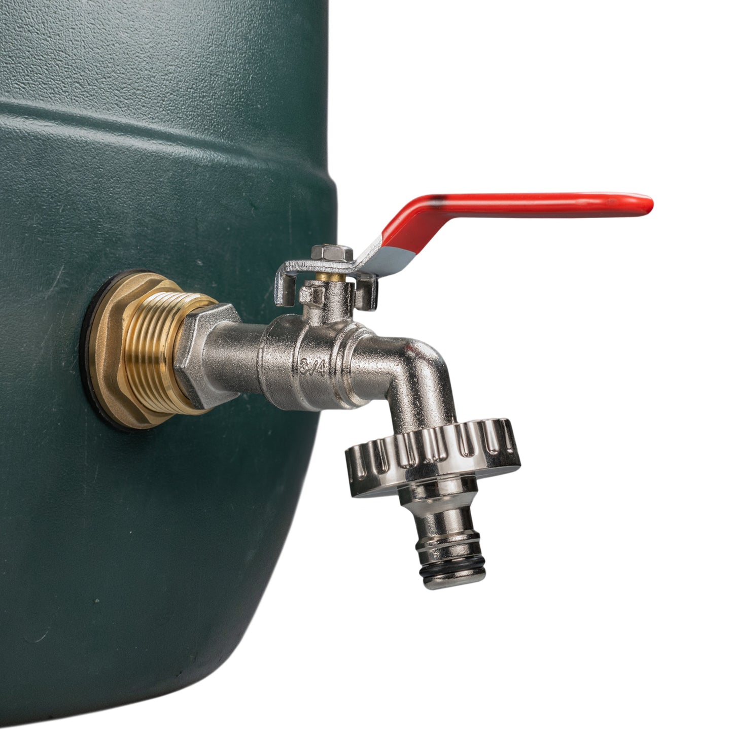 Water Butt Brass Kit 1in with Quick Connect Lever Tap and Drill Bit Tap Adapter