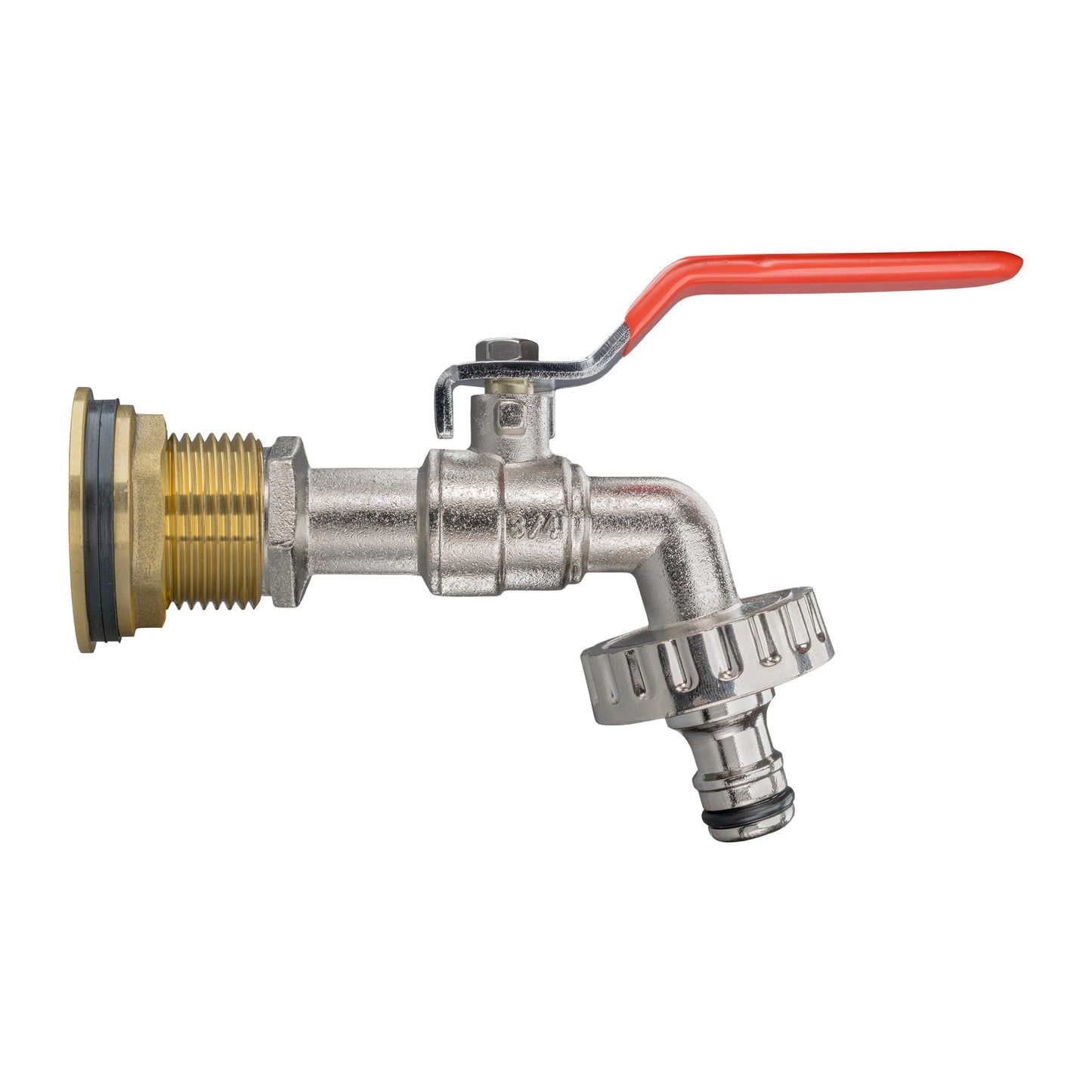 Water Butt Brass Kit 1in with Quick Connect Lever Tap and Drill Bit Tap Adapter