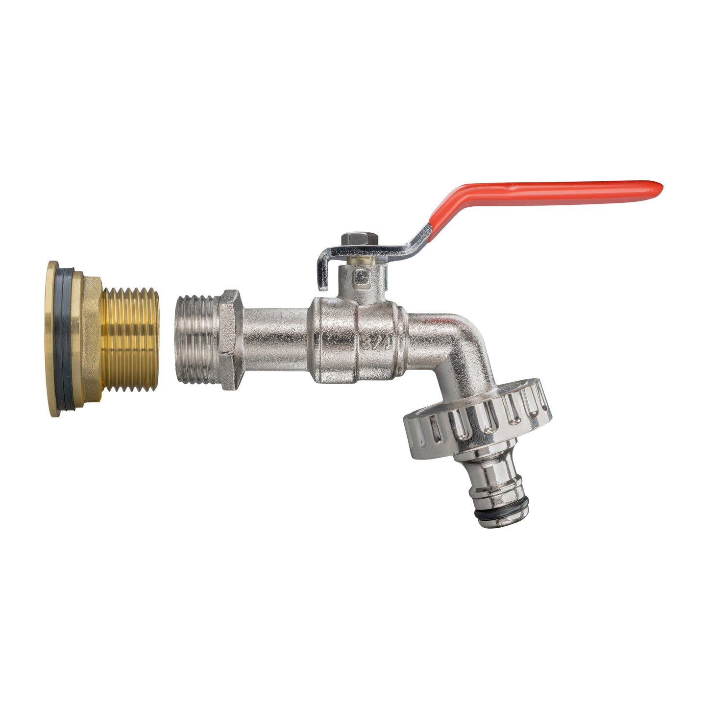 Water Butt Brass Kit 1in with Quick Connect Lever Tap and Drill Bit Tap Adapter