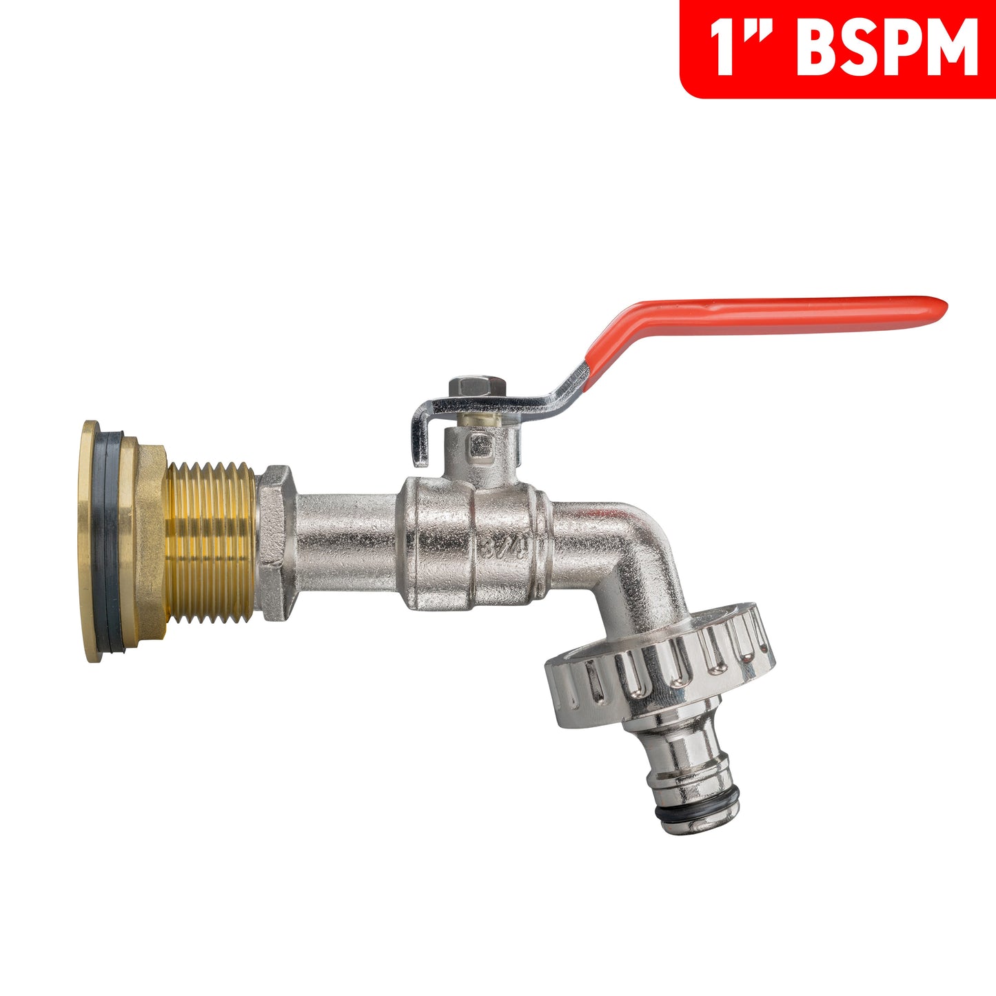 Water Butt Brass Kit 1in with Quick Connect Lever Tap and Drill Bit Tap Adapter