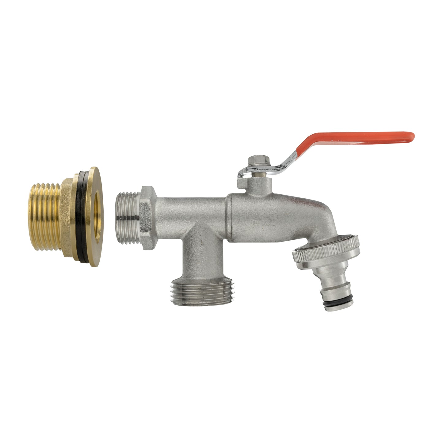 Water Butt Brass Kit 1in with Double Tap Outdoor Watering Kit Hose Connector Set