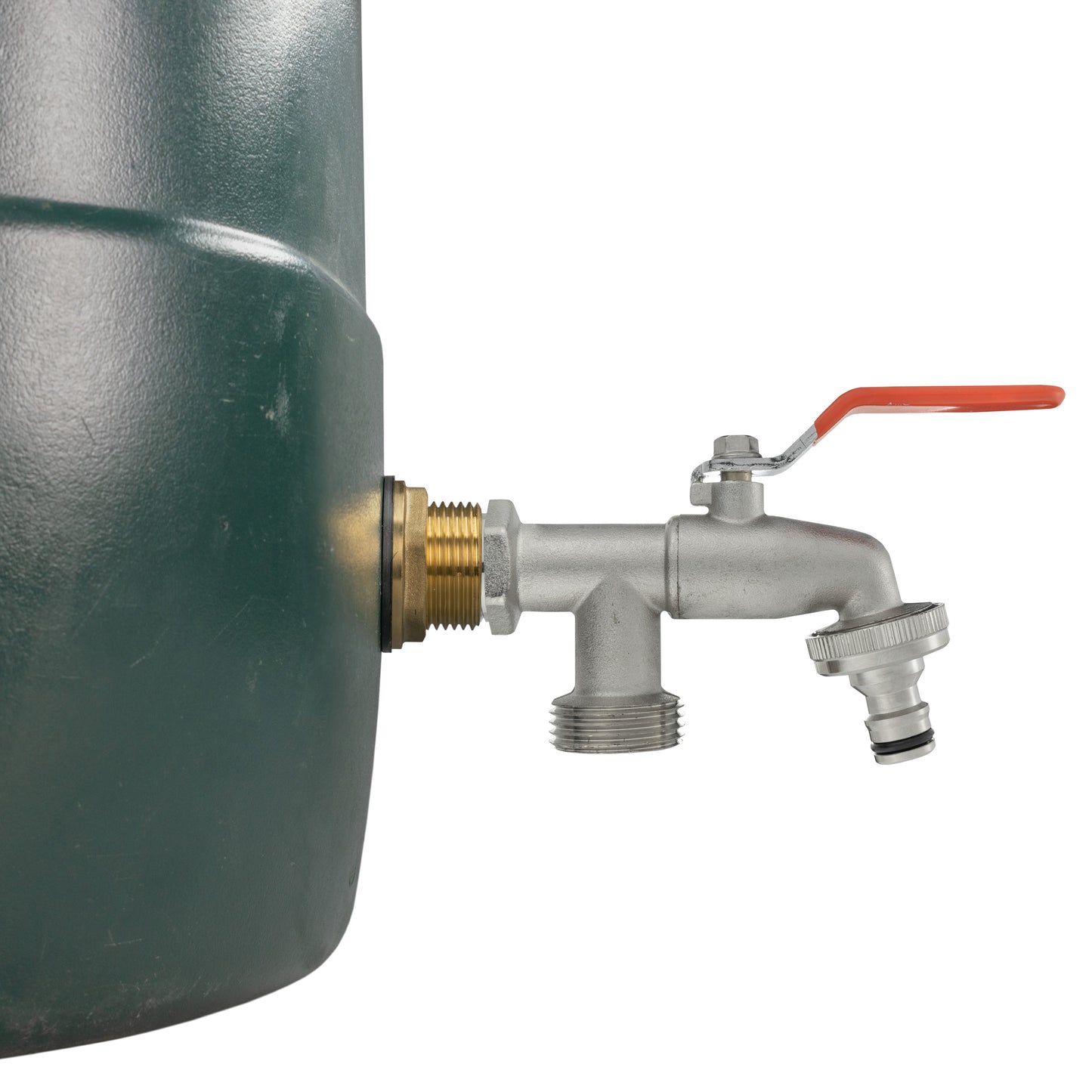 Water Butt Brass Kit 1in with Double Tap and Drill Bit for Garden Irrigation Kit