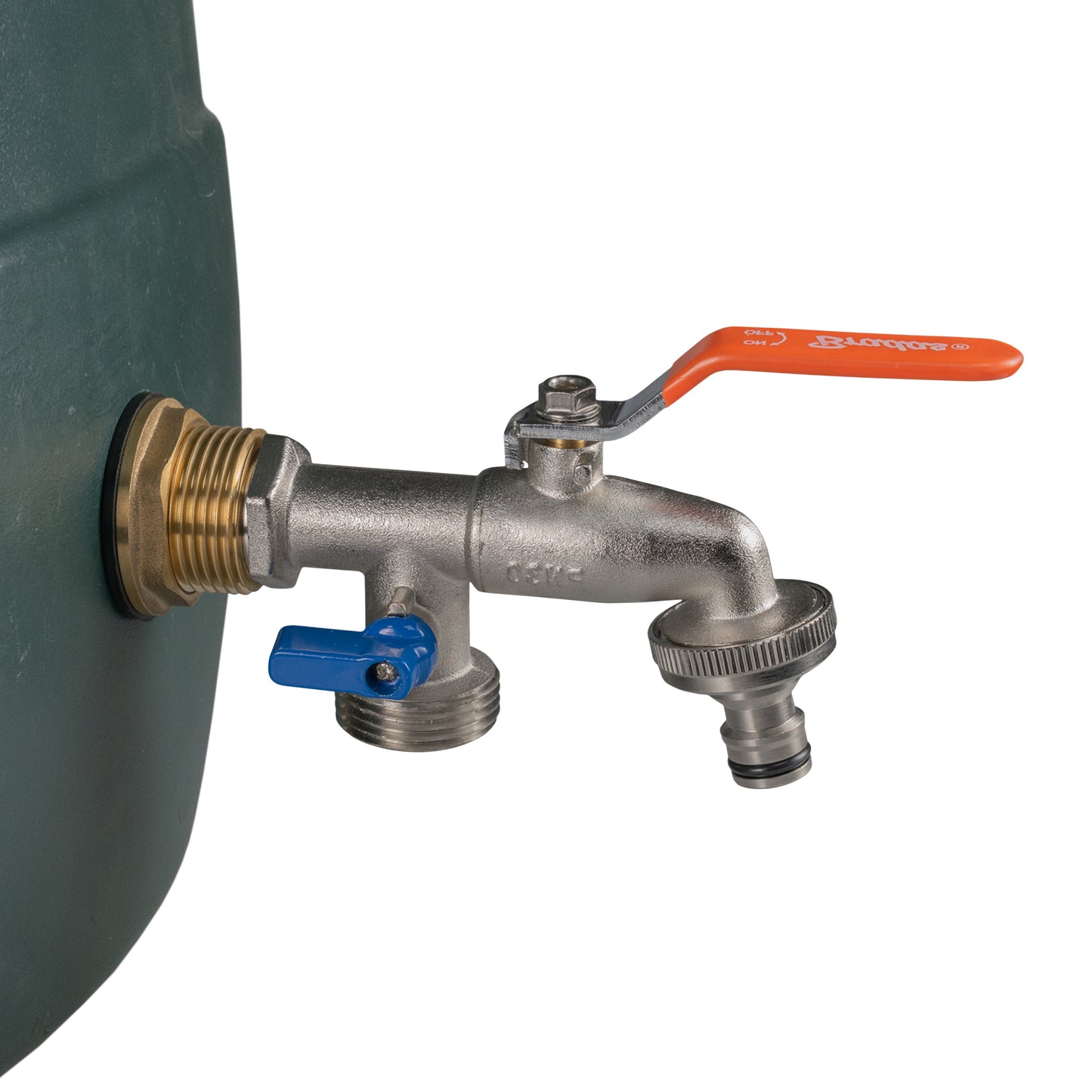 Water Butt Brass Kit 1in with Double Tap and Drill Bit for Garden Irrigation Kit