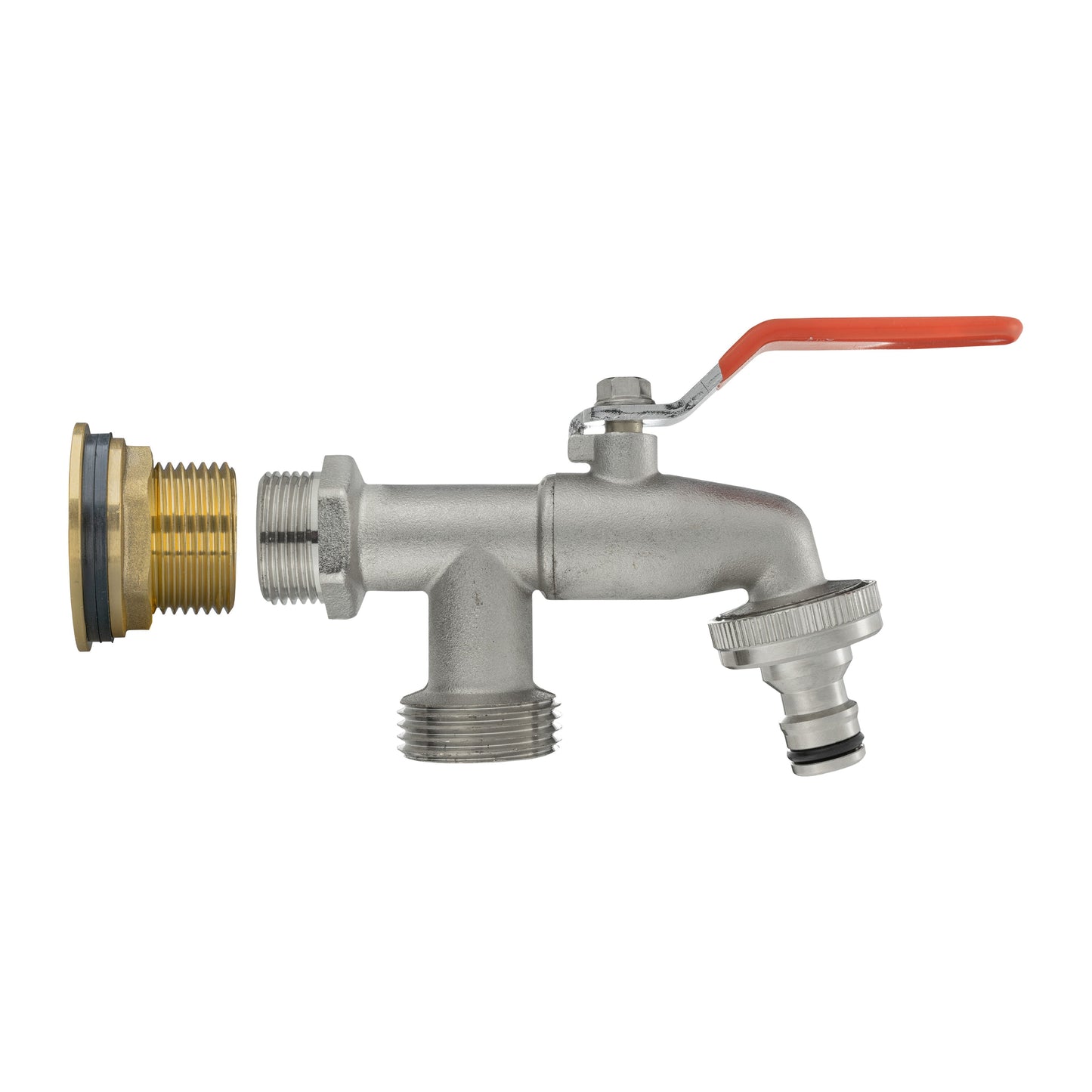 Water Butt Brass Kit 1in with Double Tap and Drill Bit for Garden Irrigation Kit