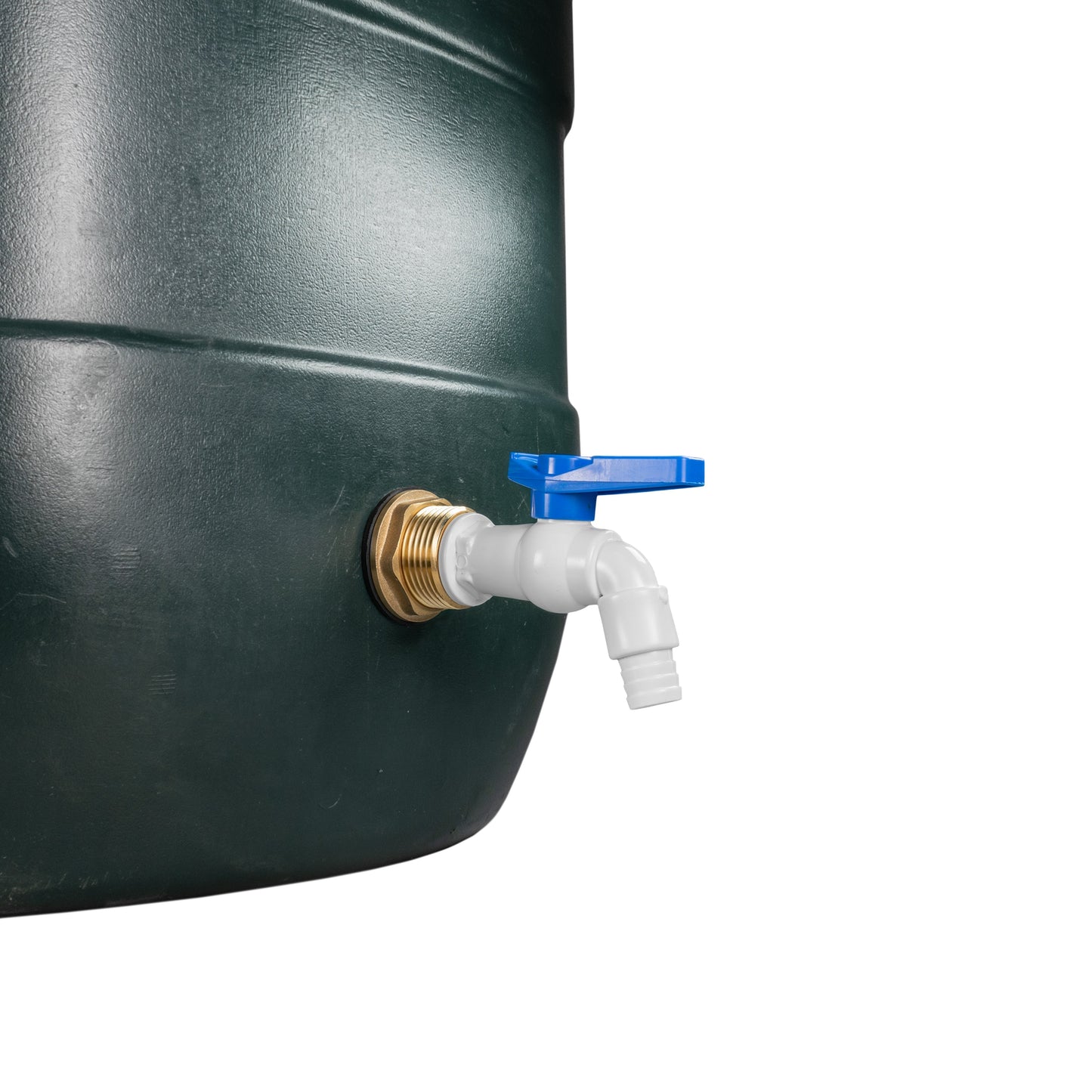 Water Butt Brass Kit 1in with White PVC Tap and Drill Bit for Hose Connector Set