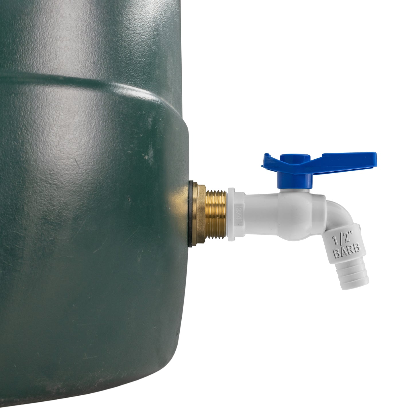 Water Butt Brass Kit 1in with White PVC Tap and Drill Bit for Hose Connector Set