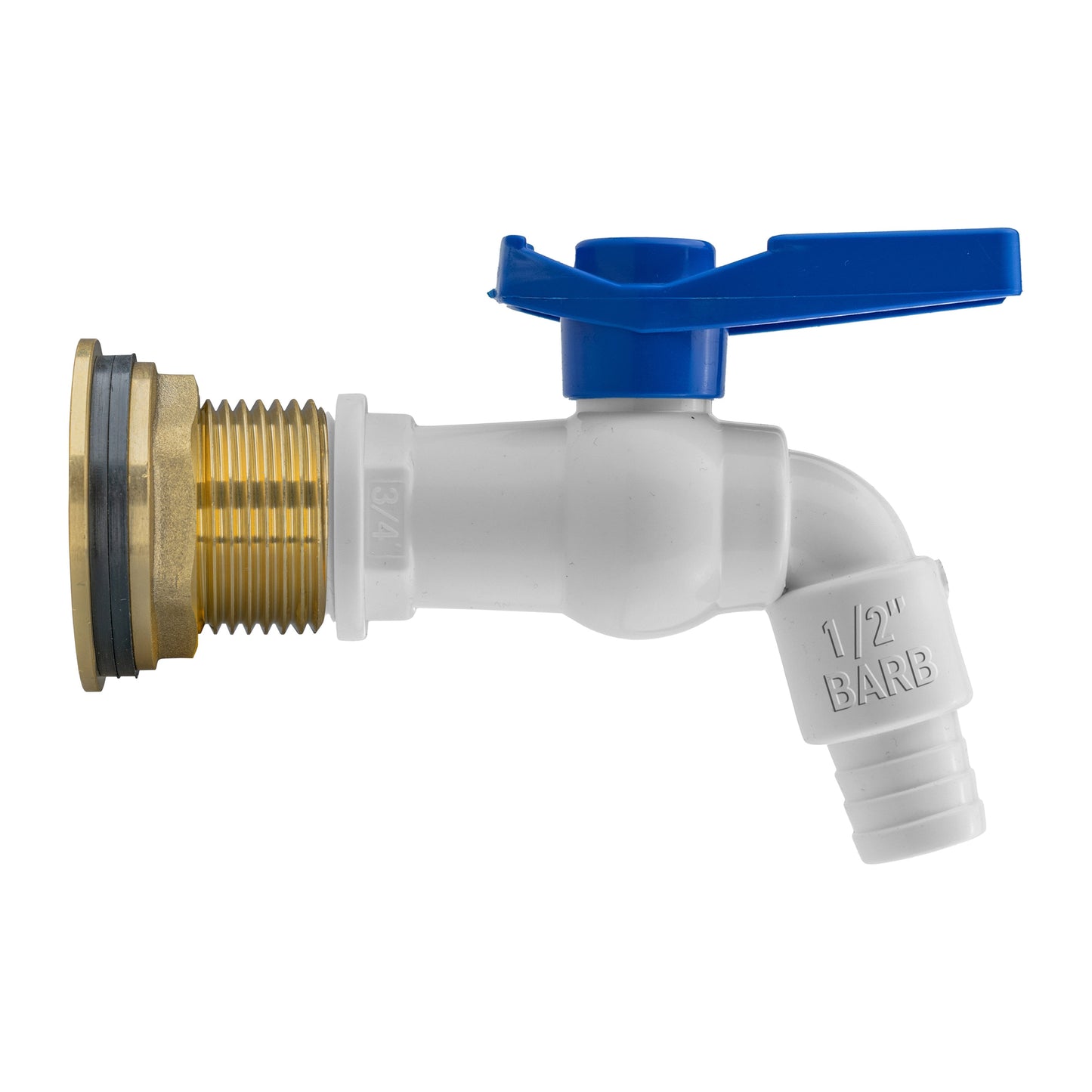 Water Butt Brass Kit 1in with White PVC Tap and Drill Bit for Hose Connector Set