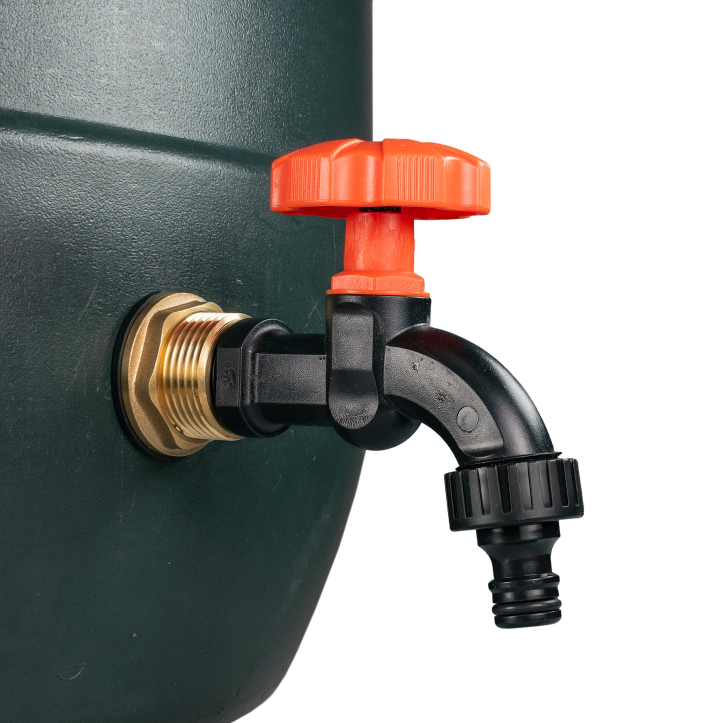 Water Butt Brass Kit 1in with Black Dial Tap and Drill Bit for Hose Pipe Fitting
