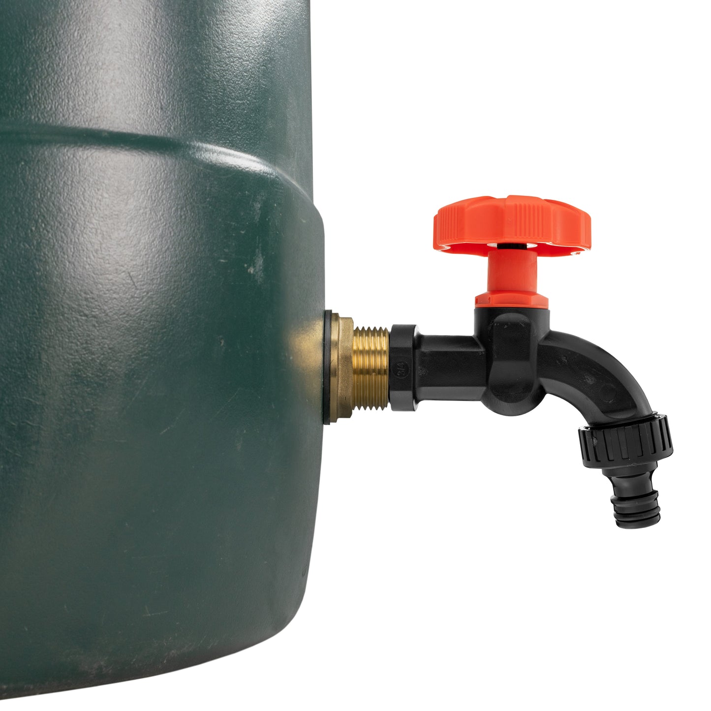 Water Butt Brass Kit 1in with Black Dial Tap and Drill Bit for Hose Pipe Fitting
