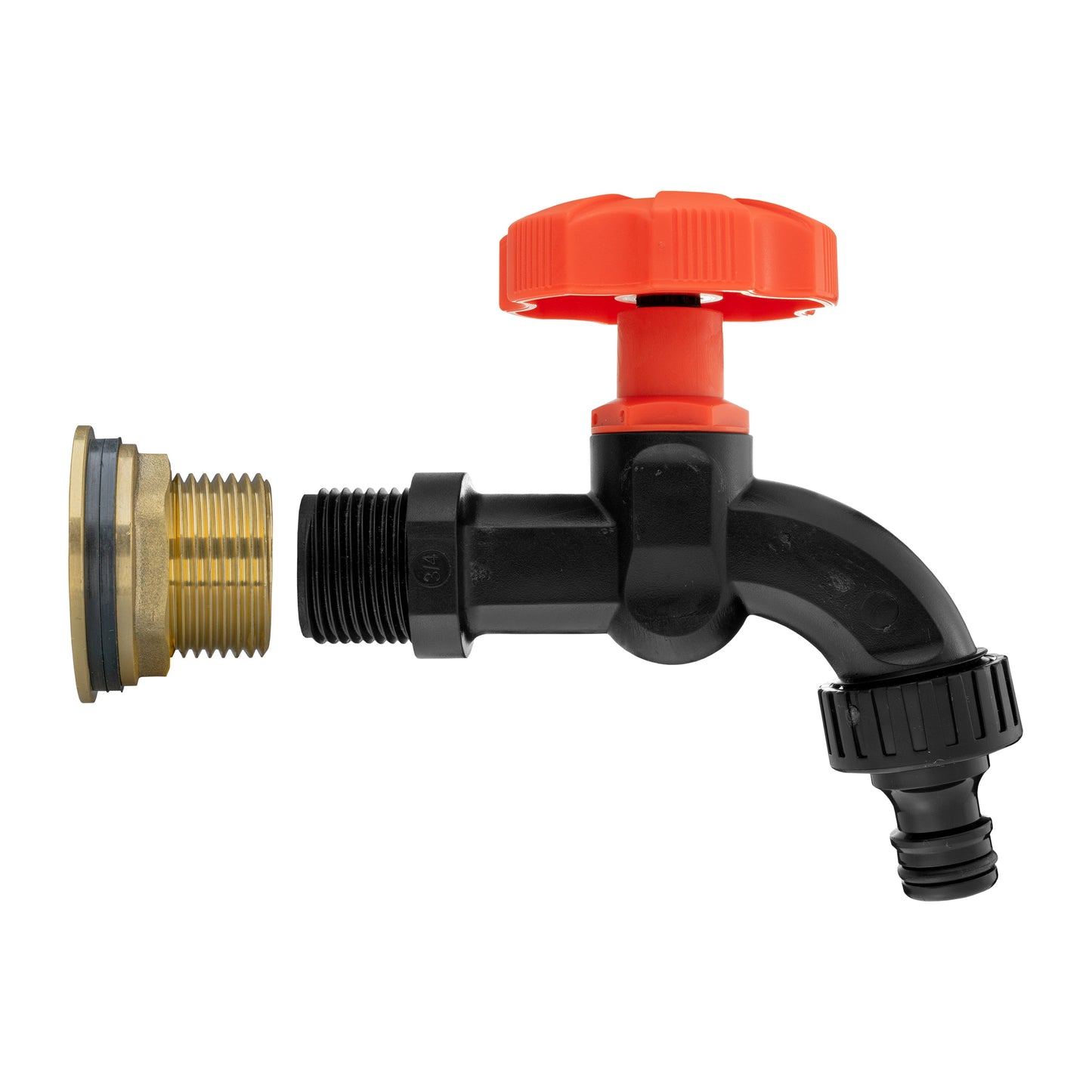 Water Butt Brass Kit 1in with Black Dial Tap and Drill Bit for Hose Pipe Fitting