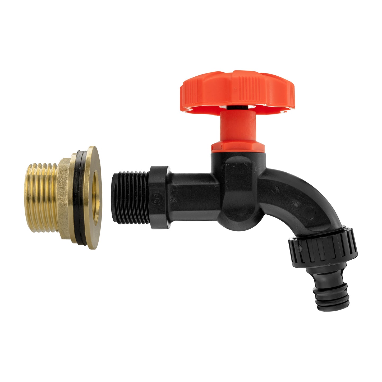Water Butt Brass Kit 1in with Black Dial Tap and Drill Bit for Hose Pipe Fitting