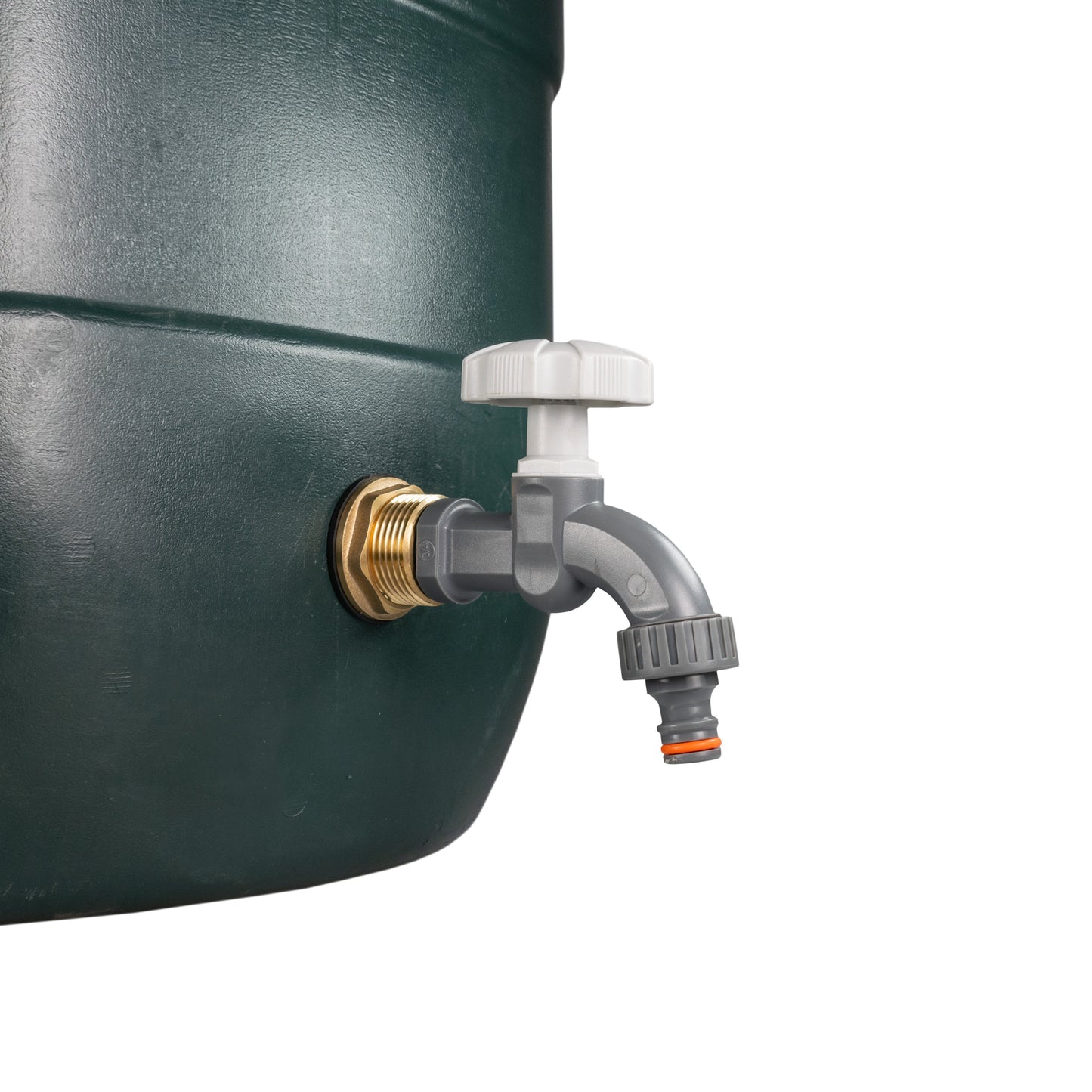 Water Butt Brass Kit 1in with Grey Dial Tap and Drill Bit for Hose Connector Set