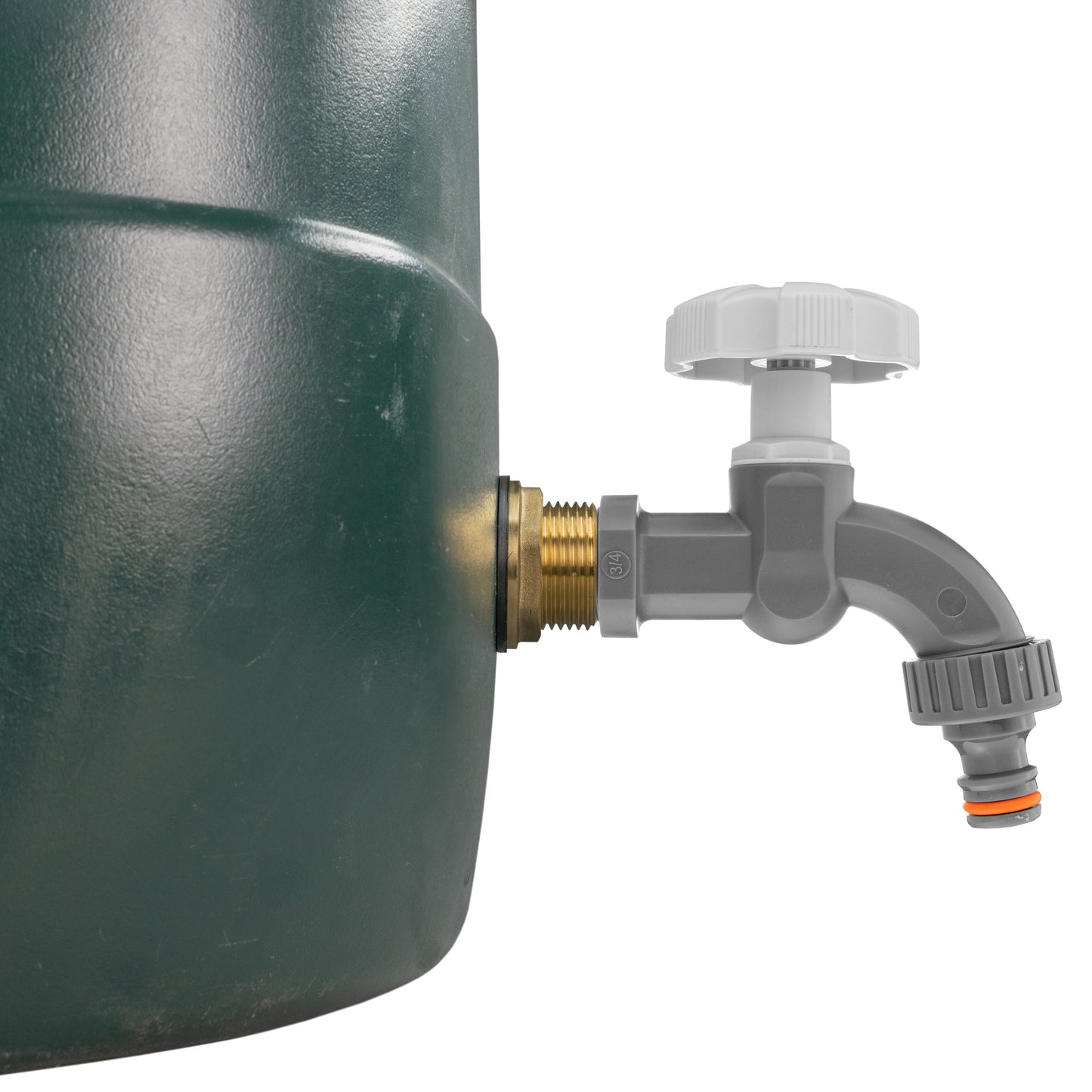 Water Butt Brass Kit 1in with Grey Dial Tap and Drill Bit for Hose Connector Set