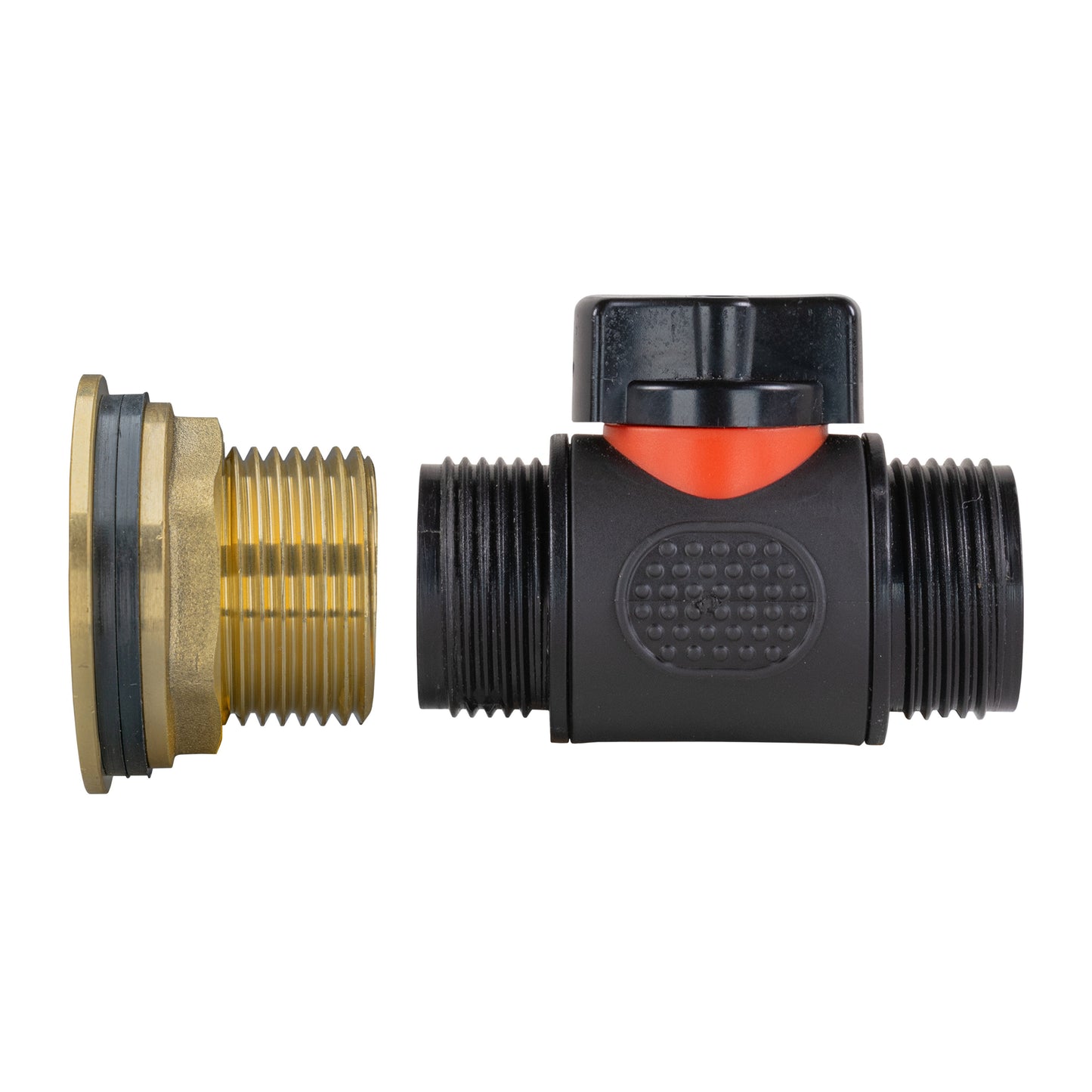 Water Butt Brass Kit 1in with 3/4in BSP In-Line Valve and Drill Bit