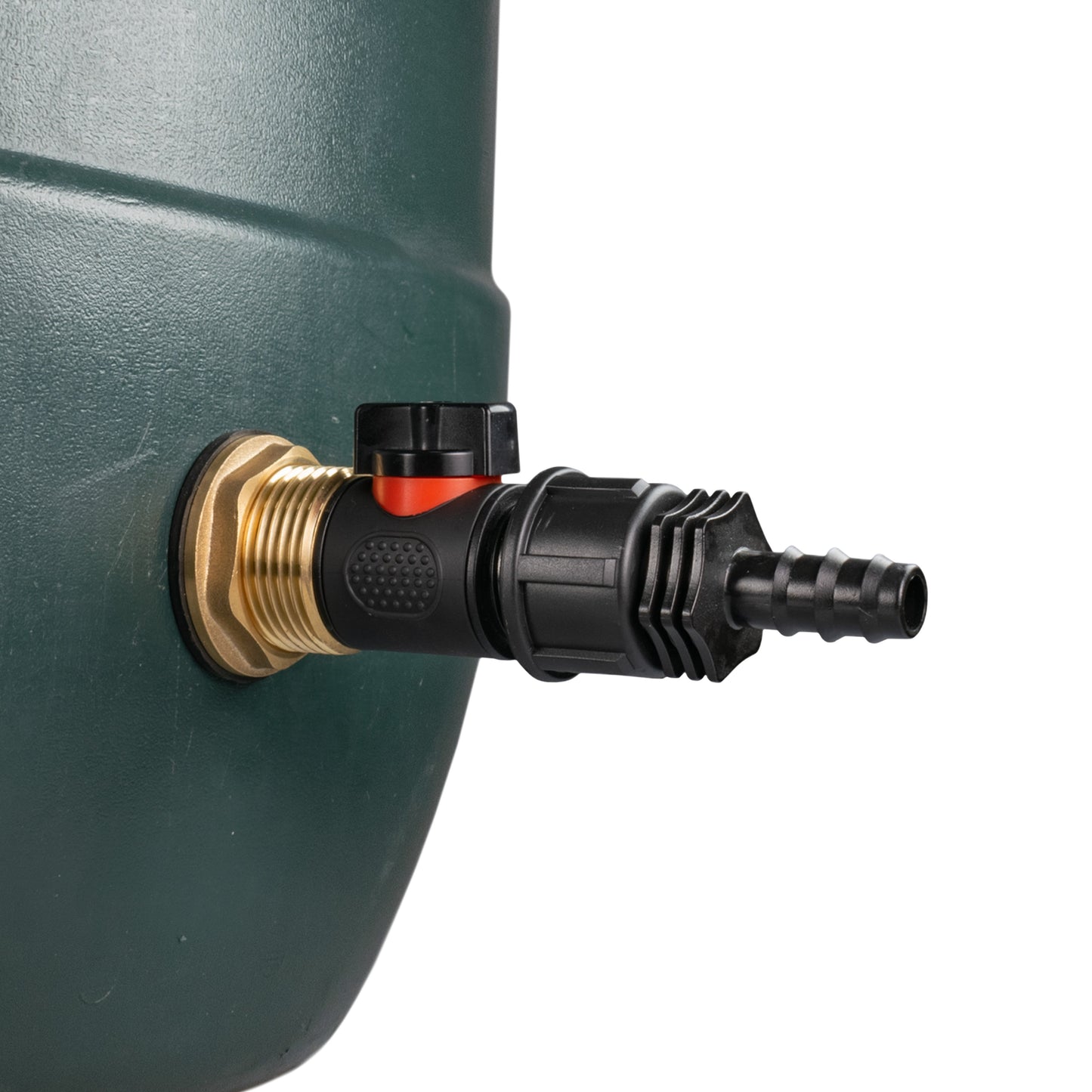 Water Butt Brass Kit 1in with In-Line Valve + 16mm Barb and Drill Bit