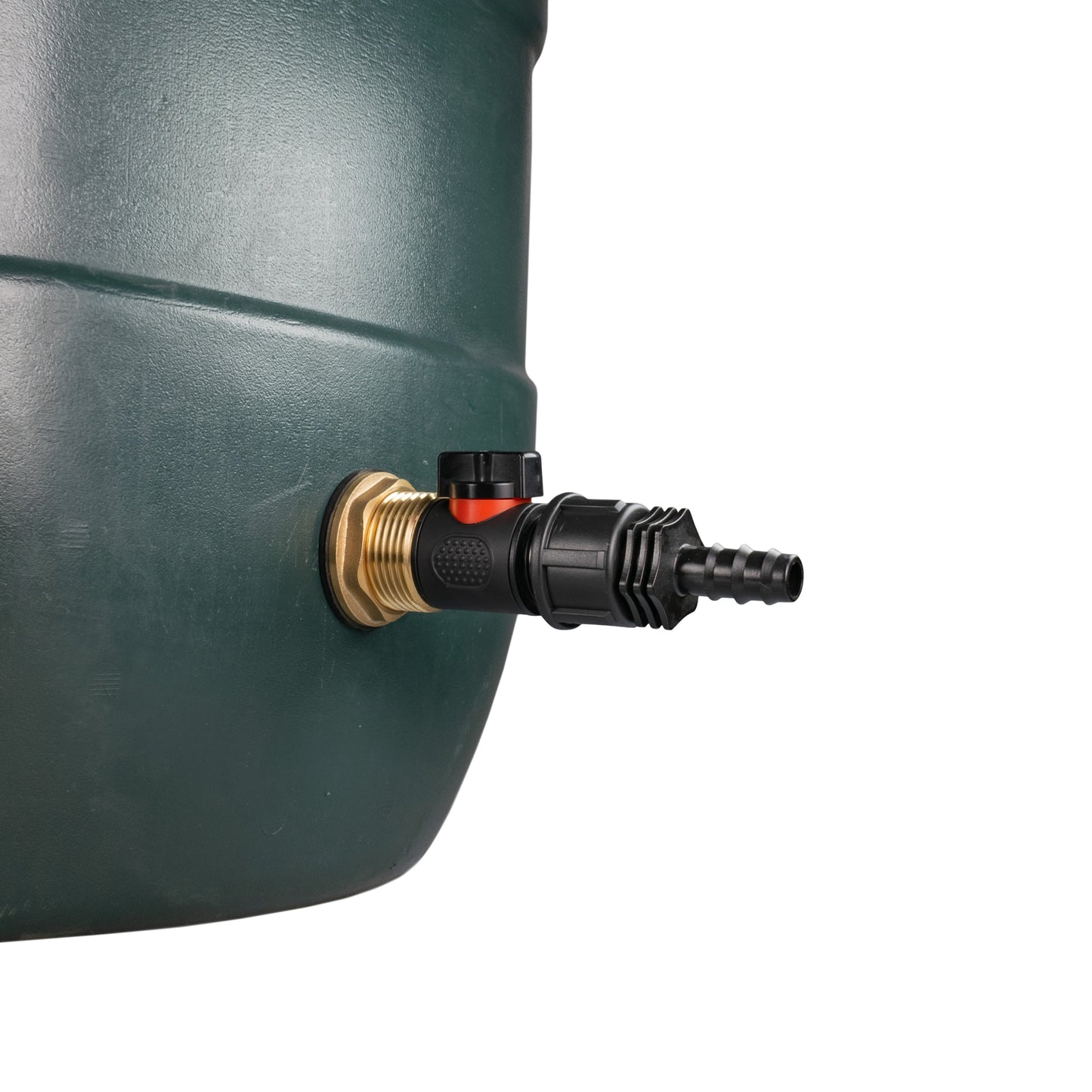 Water Butt Brass Kit 1in with In-Line Valve + 16mm Barb and Drill Bit