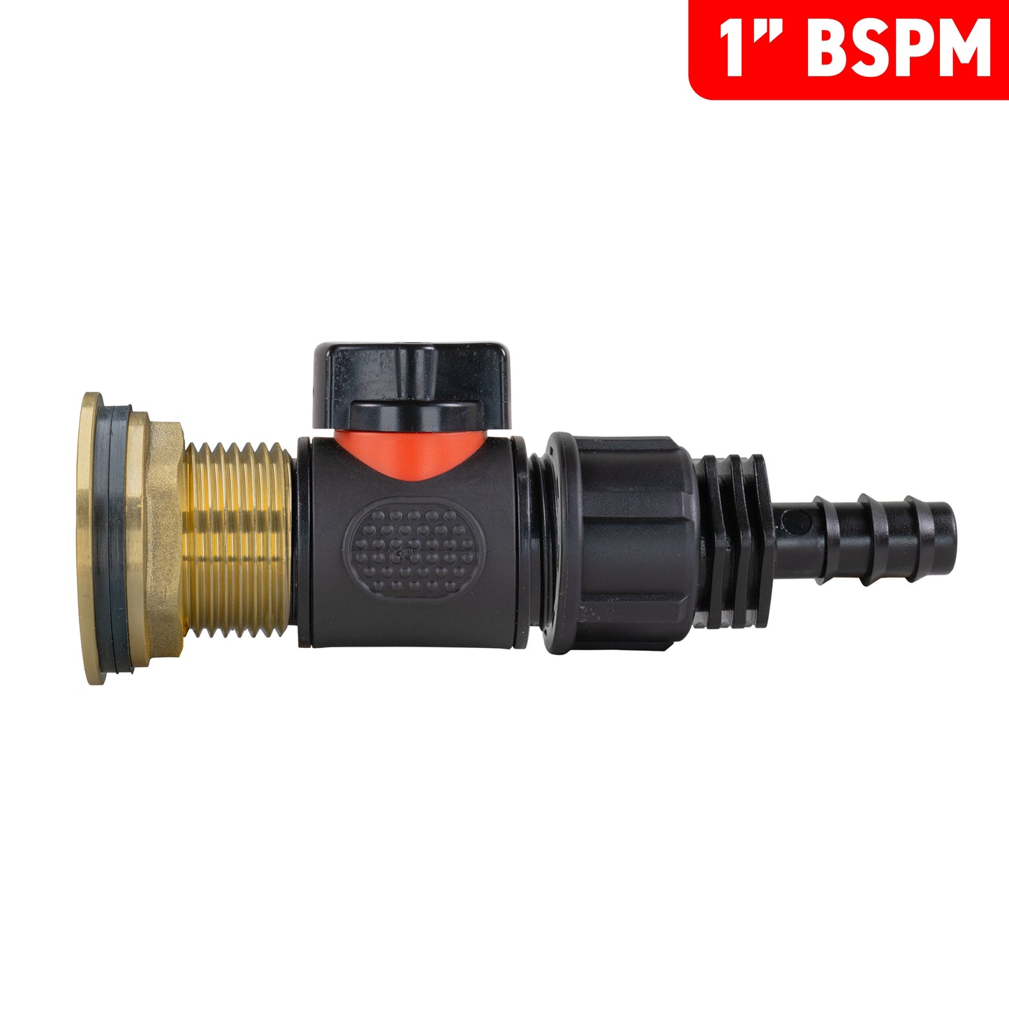 Water Butt Brass Kit 1in with In-Line Valve + 16mm Barb for Outdoor Watering Kit