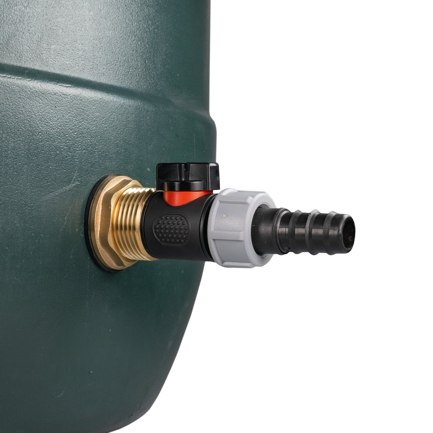 Water Butt Brass Kit 1in with In-Line Valve + 20mm Barb and Drill Bit