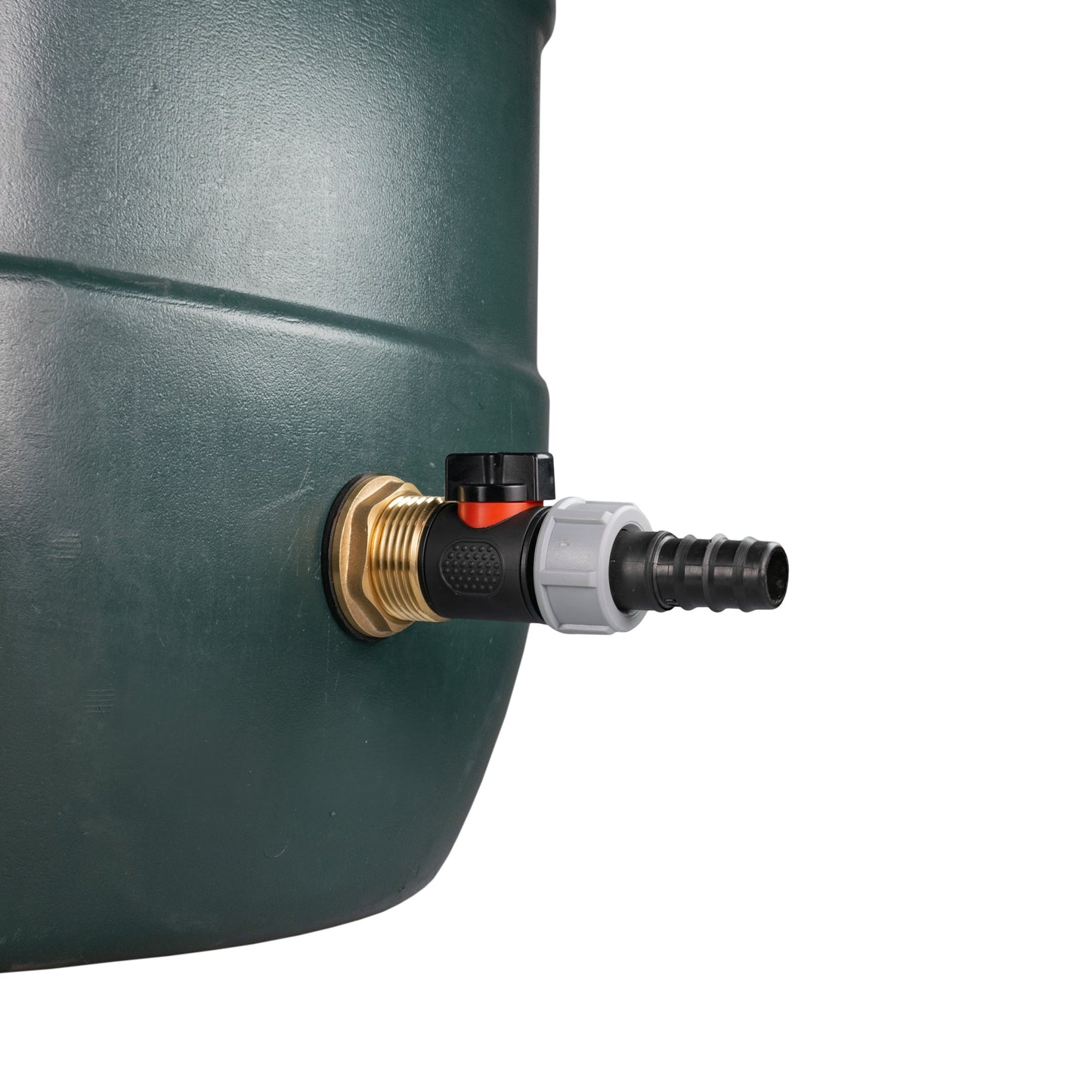 Water Butt Brass Kit 1in with In-Line Valve + 20mm Barb and Drill Bit