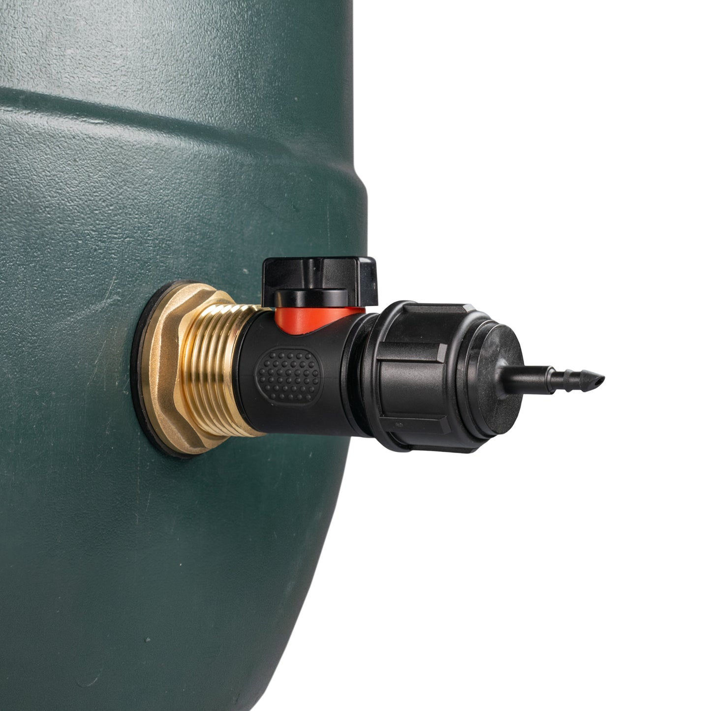 Water Butt Brass Kit 1in with In-Line Valve + 4mm Barb and Drill Bit Tap Adapter