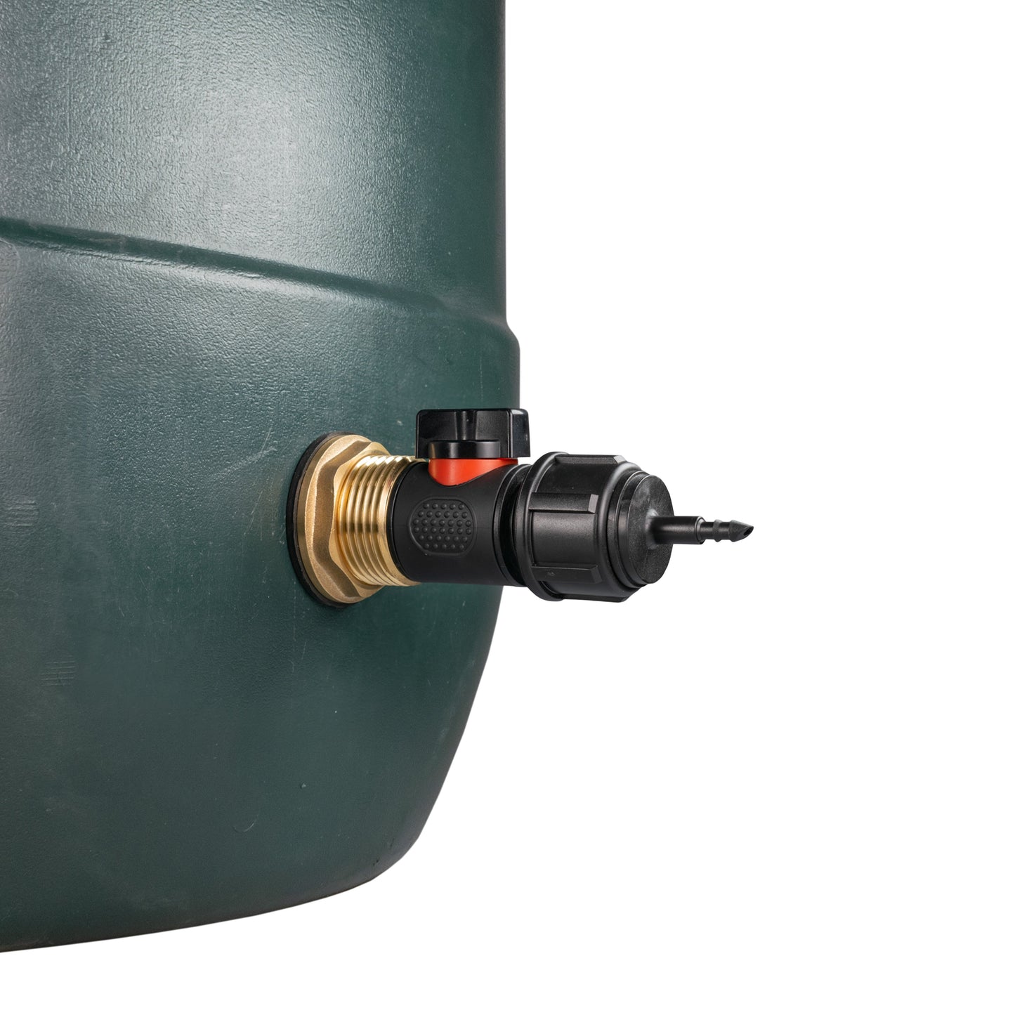 Water Butt Brass Kit 1in with In-Line Valve + 4mm Barb and Drill Bit Tap Adapter