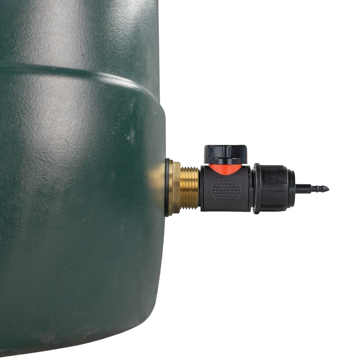 Water Butt Brass Kit 1in with In-Line Valve + 4mm Barb and Drill Bit Tap Adapter