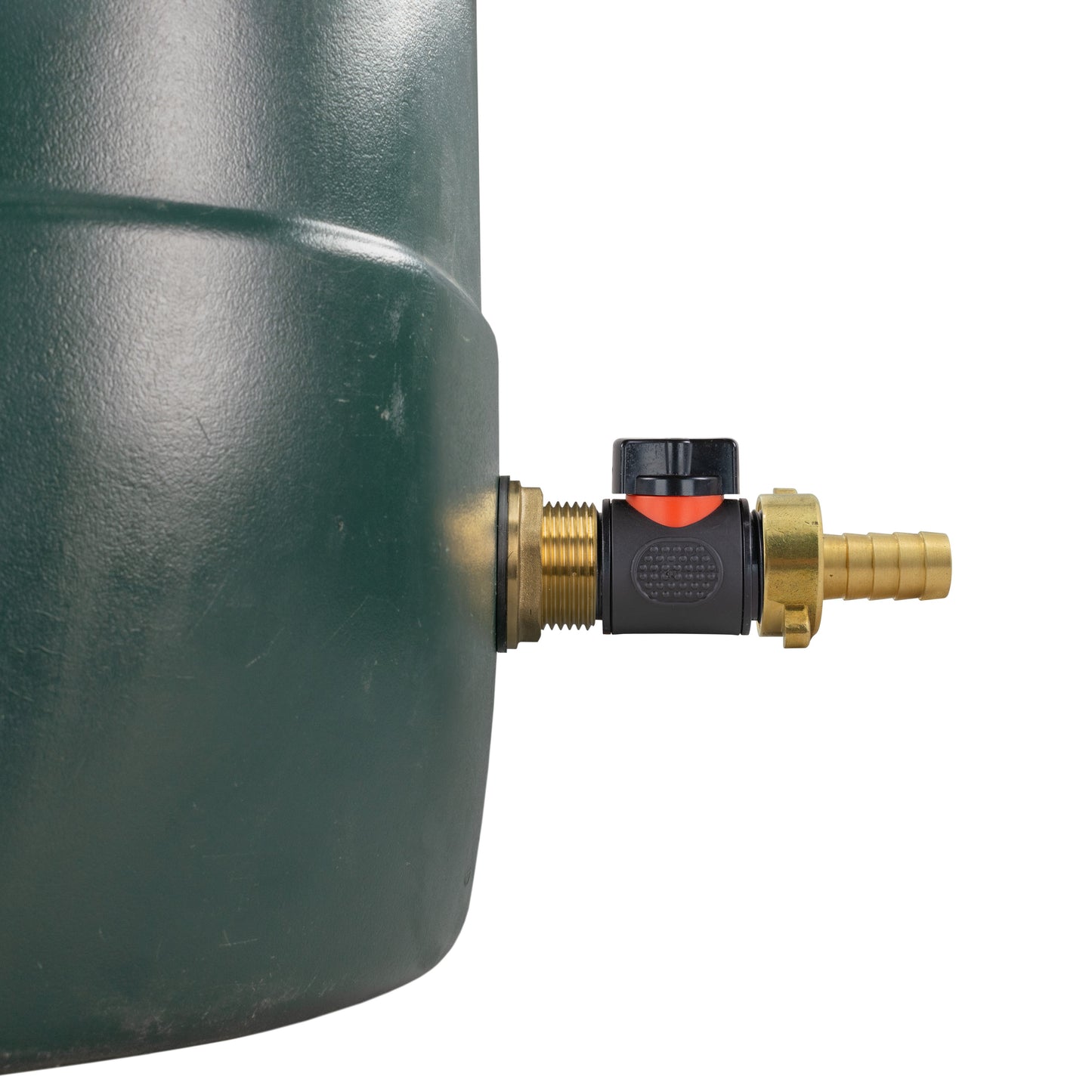 Water Butt Brass Kit 1in with In-Line Valve + 1/2in Brass Barb and Drill Bit