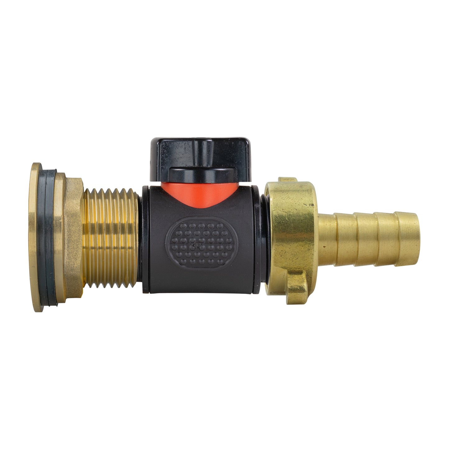 Water Butt Brass Kit 1in with In-Line Valve + 1/2in Brass Barb and Drill Bit