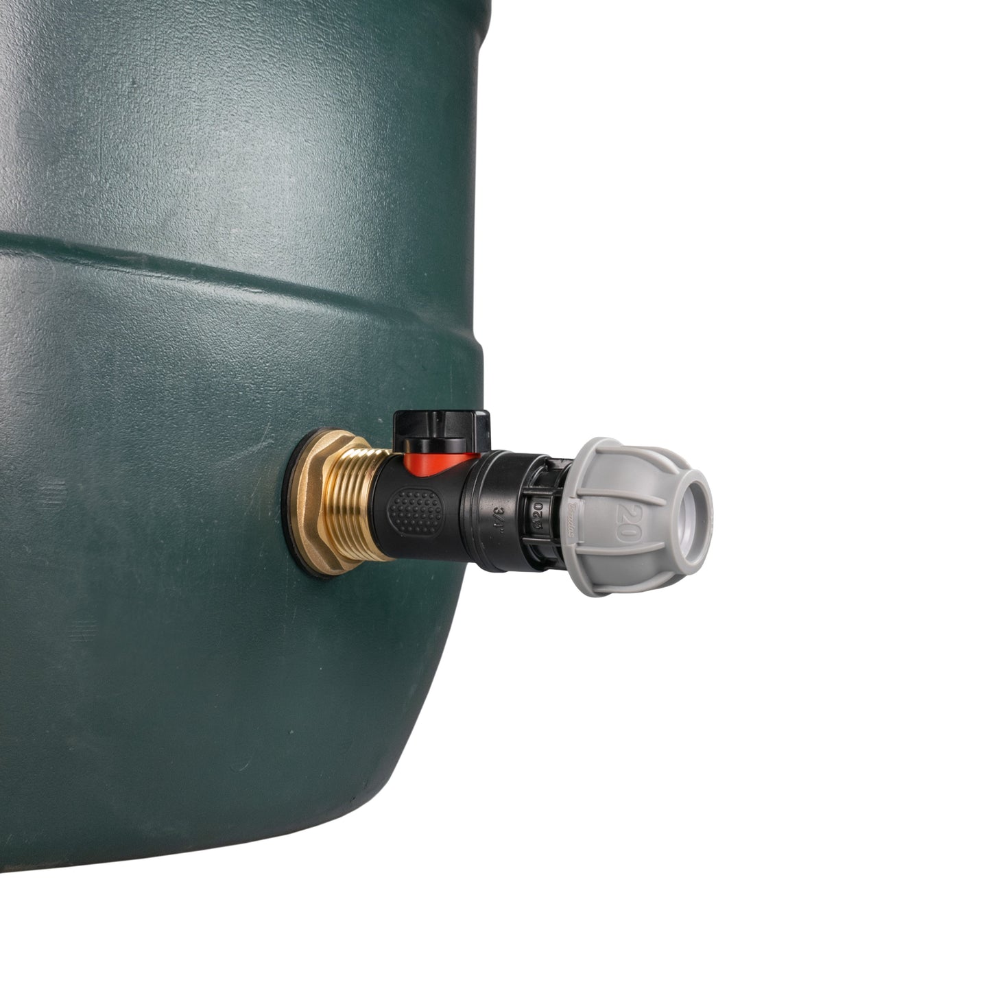 Water Butt Brass Kit 1in with In-Line Valve + 20mm MDPE and Drill Bit
