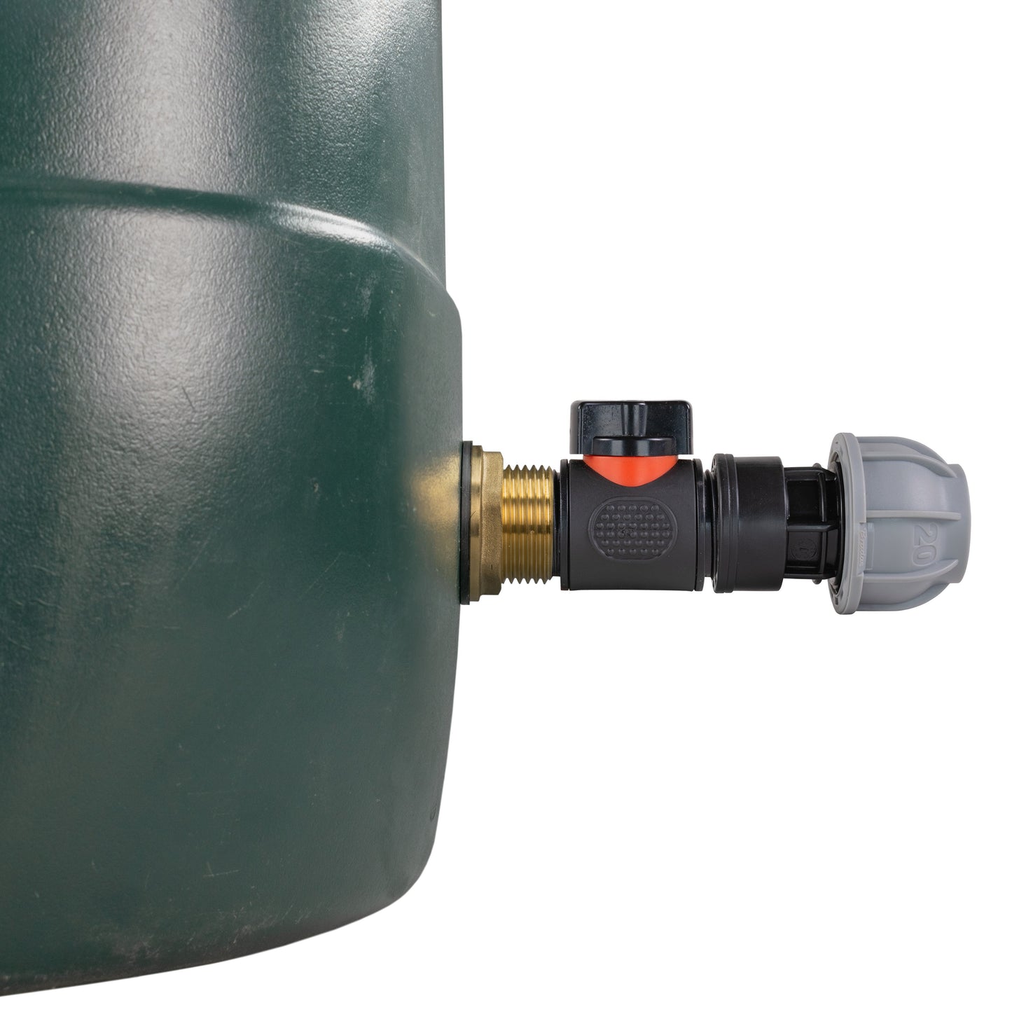 Water Butt Brass Kit 1in with In-Line Valve + 20mm MDPE and Drill Bit