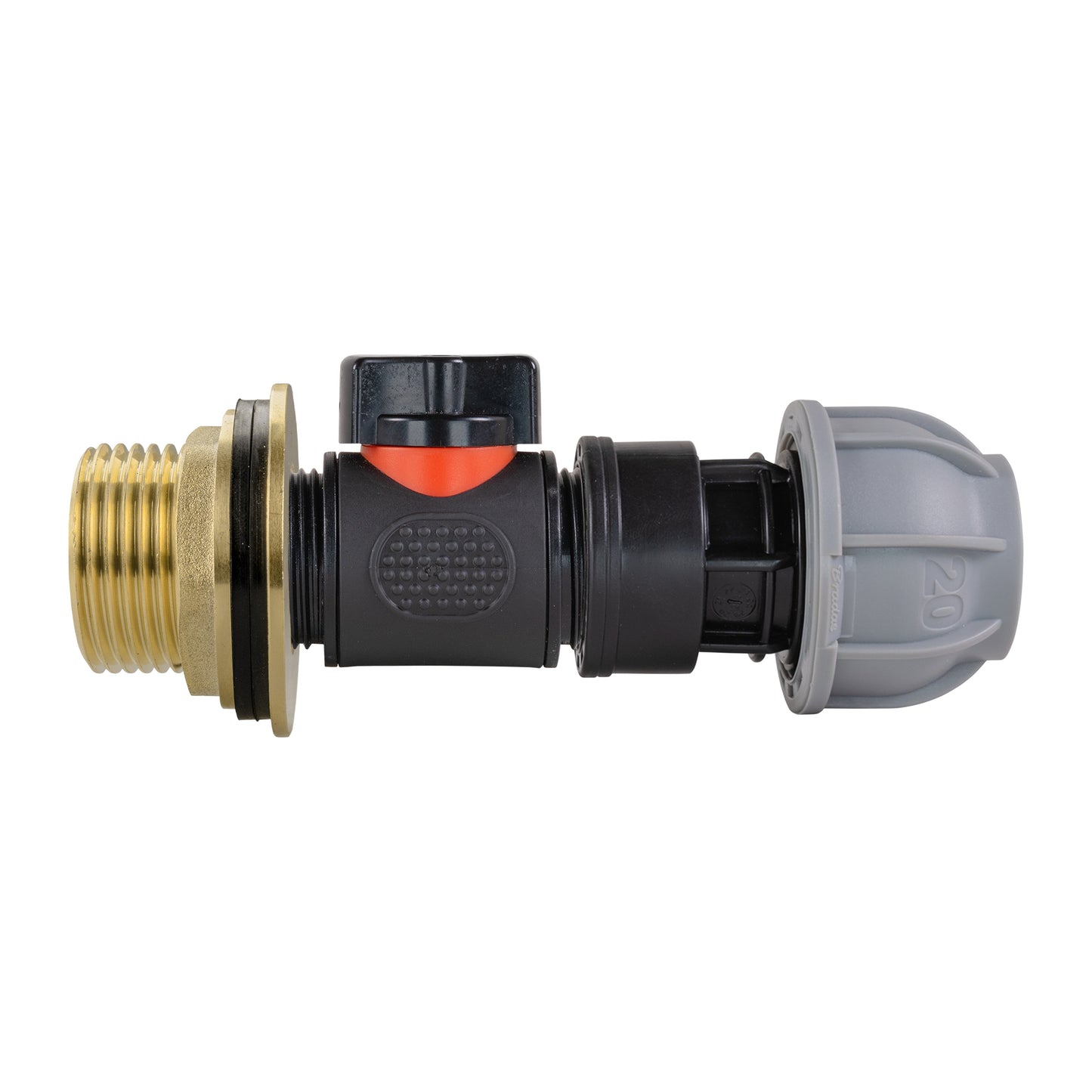 Water Butt Brass Kit 1in with In-Line Valve + 20mm MDPE for Brass Water Fitting