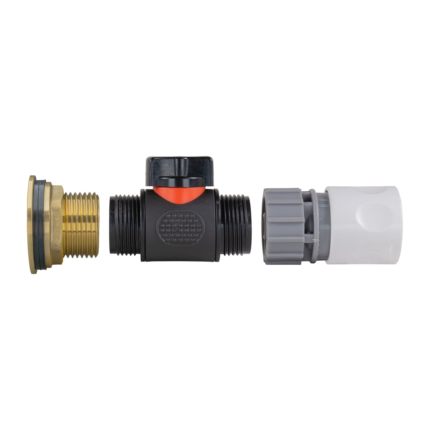 Water Butt Brass Kit 1in with In-Line Valve + Female Quick Connector WL